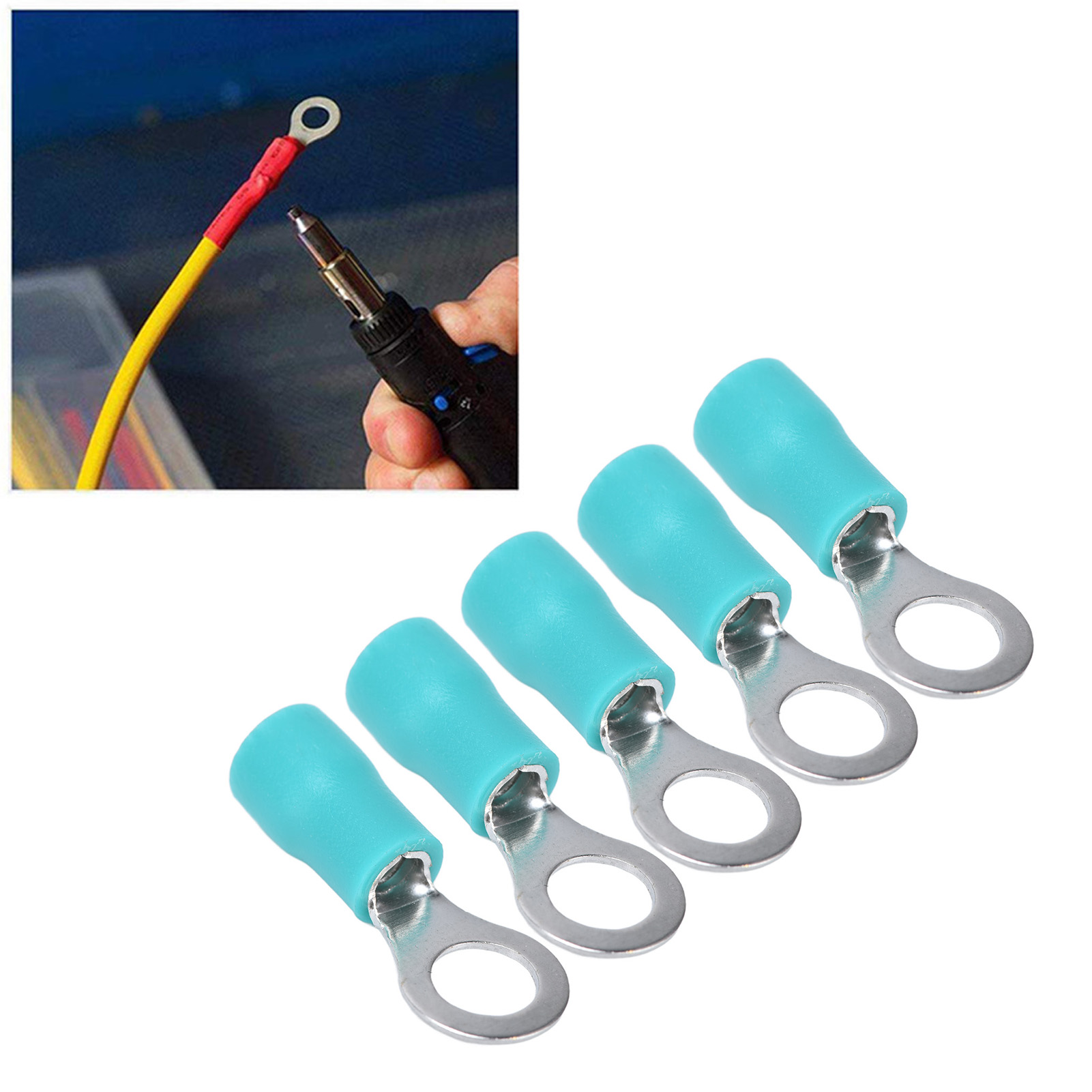 Vorisolierte Kupferring-crimpkabelschuhe Rv2-5, Awg 16-14 Drahtverbinder, Verkauft In Packungen Mit 100 Stück.