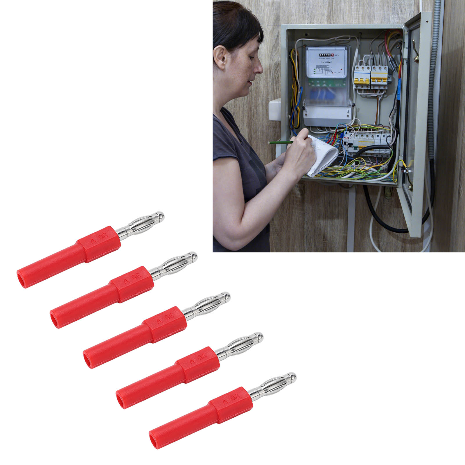 4-mm-stecker Auf 2-mm-buchse Bananenstecker-adapter J.20012, Geeignet Für Multimeter-messspitzen, Wird In 5er-packs Verkauft (rot).