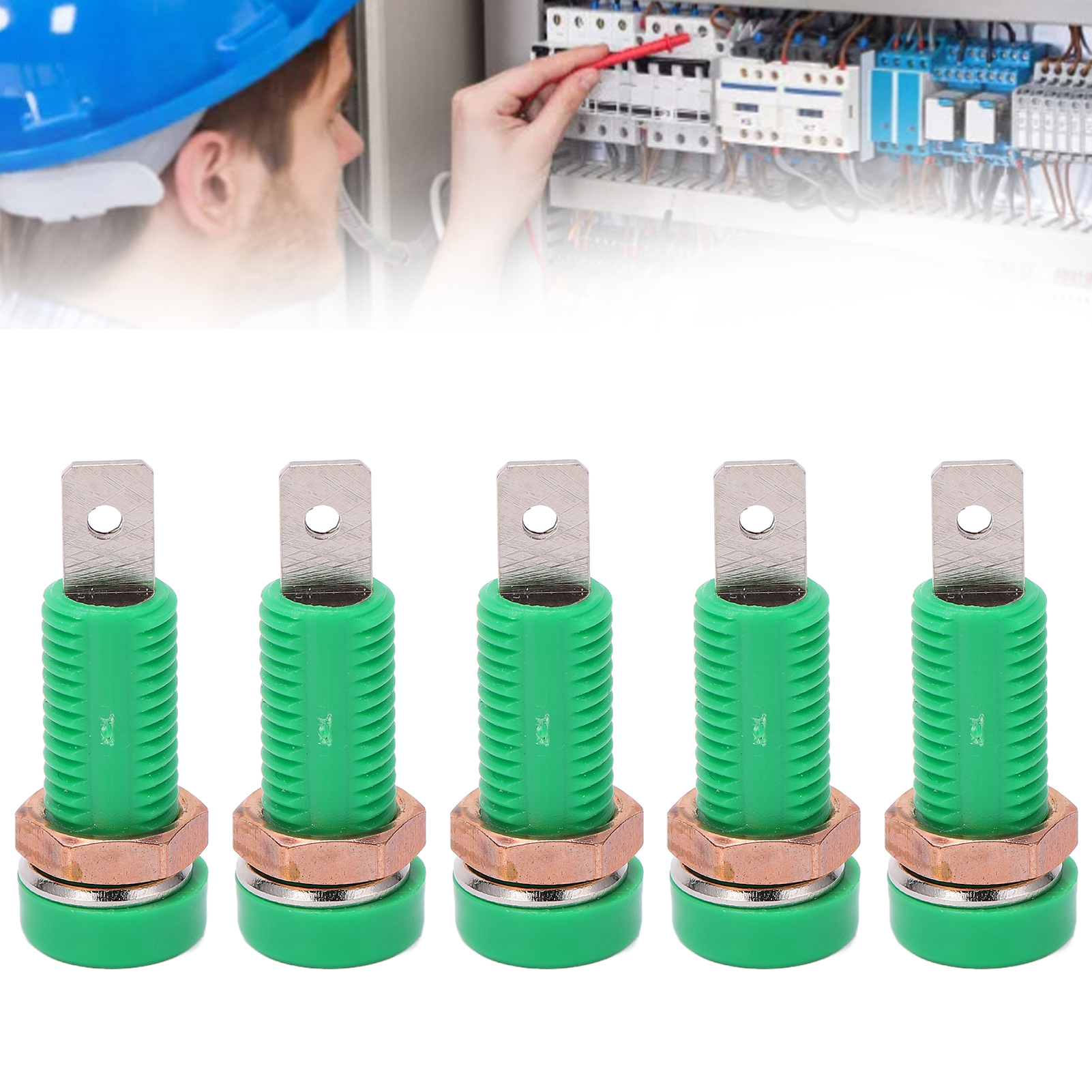 J.40015 4 Mm Panelstecker Mit 4 Mm Bananenstecker, Messinganschlüsse, 10 Stück Pro Packung, Grün.