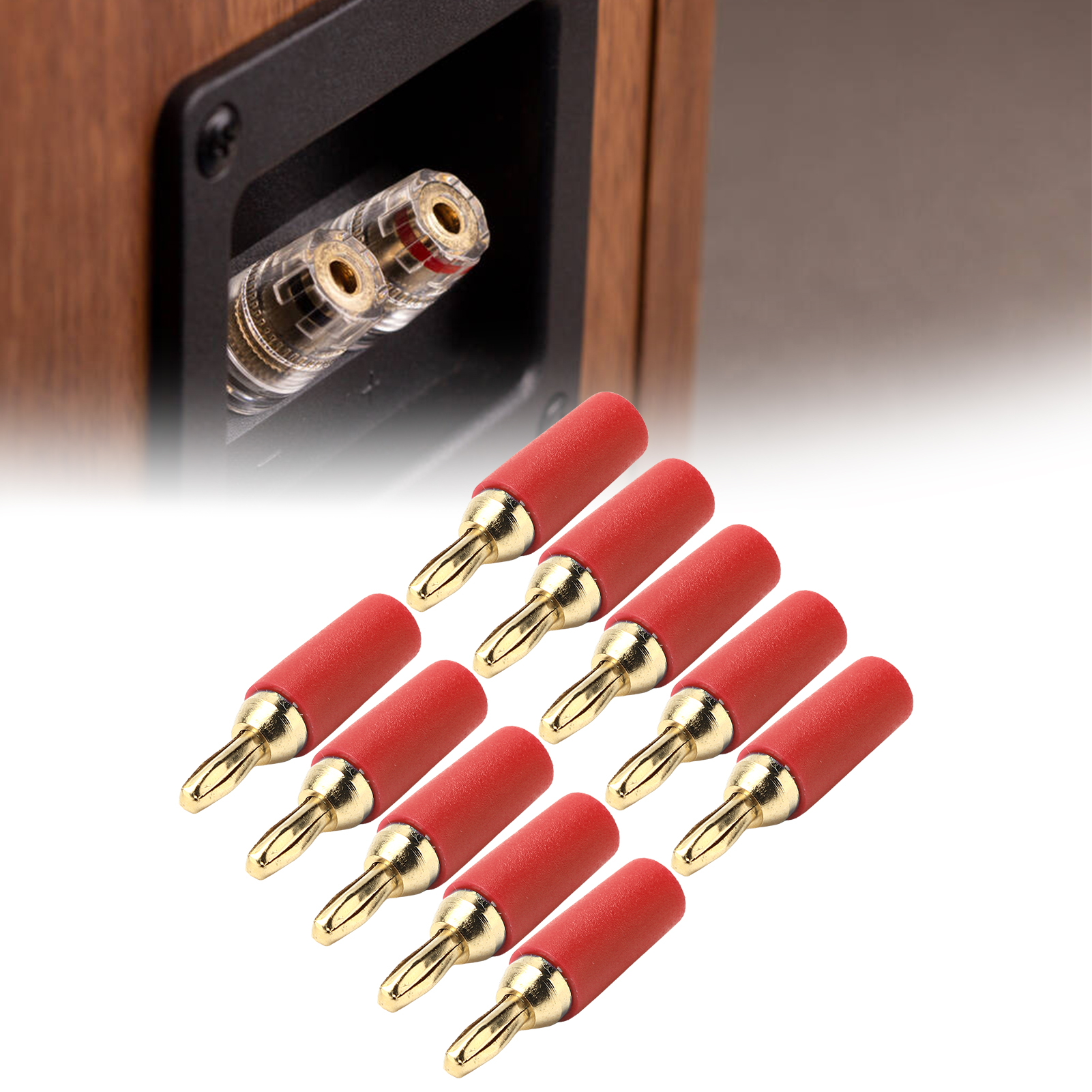 2,5 Mm Vergoldeter Bananenstecker Aus Messing, Vierblättriger Typ, 25 Mm Gesamtlänge, 3,5 Mm Anschlussloch, Lötbarer Steckerhalter, 10007 Rot.