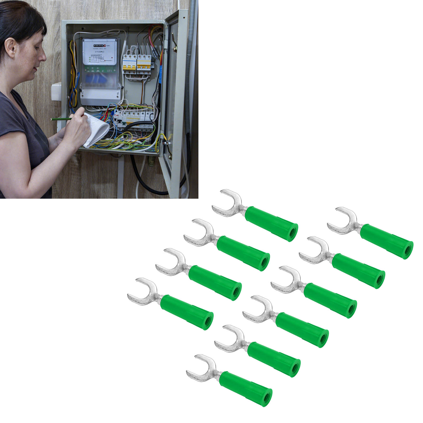 8 Mm Y-verbinder J.20020, 8 Mm U-verbinder Mit 4 Mm Buchse Am Ende, Pvc-mantel, Bananenstecker Aus Kupfer-nickel, 10 Stück Zusammen Verkauft, Grün.