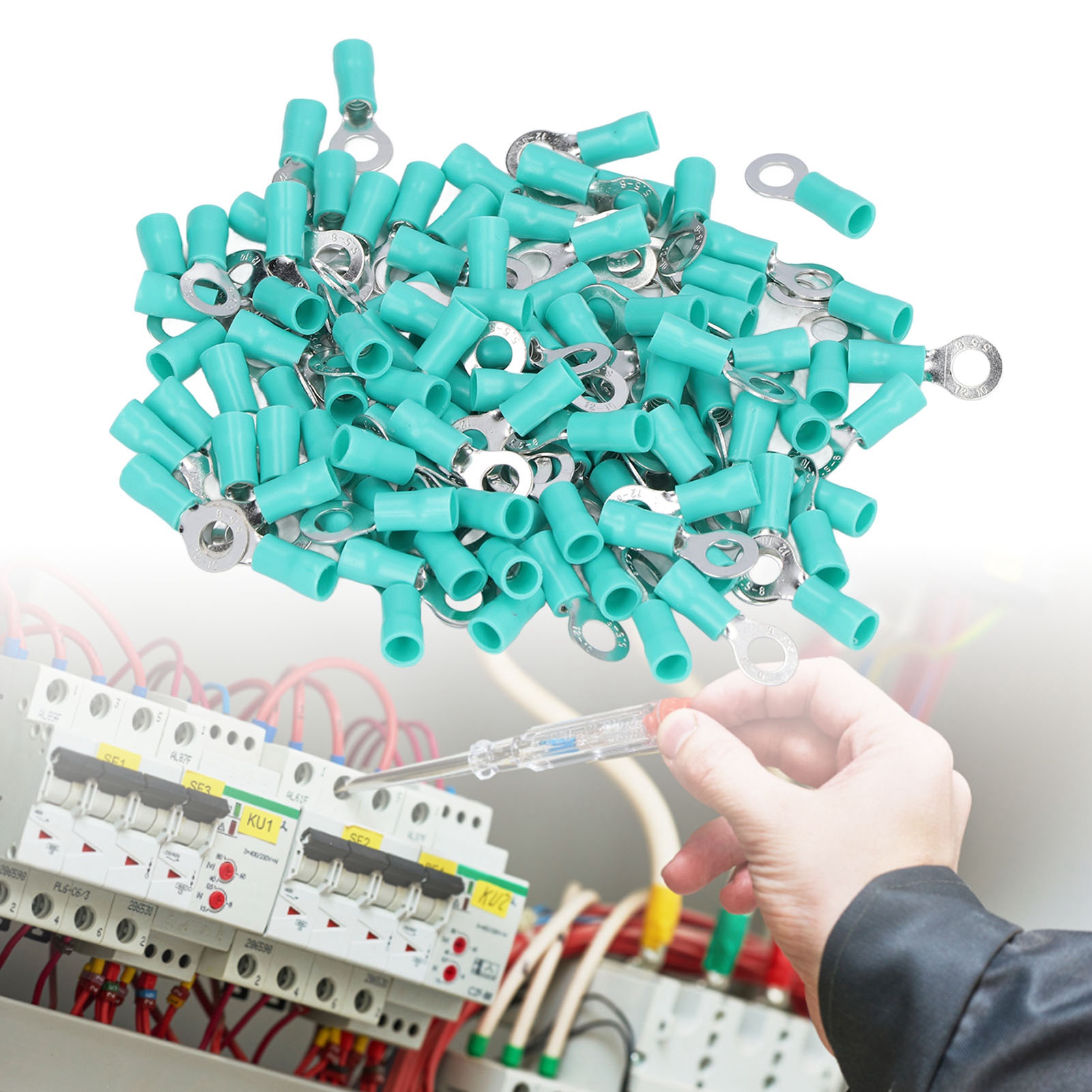 Rv5.5-6 Vorisolierte Kupferring-crimp-kabelschuh. Awg12-10 Drahtverbinder, Verkauft In Packungen Mit 100 Stück.