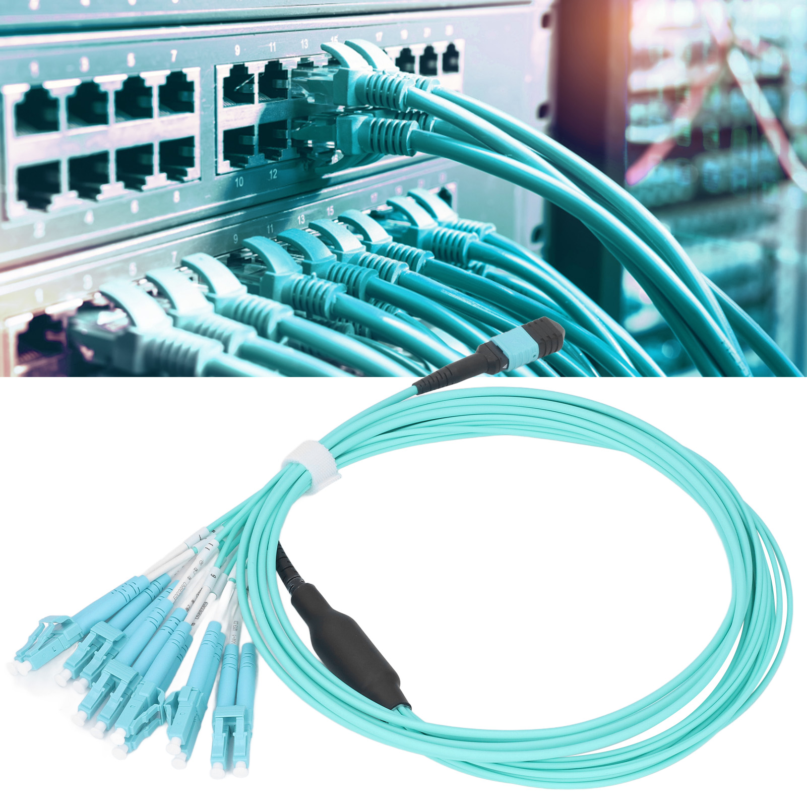 12-adriges Mpo-lc-glasfaser-patchkabel, 12-adriges 10-gigabit-multimode-glasfaser-patchkabel.