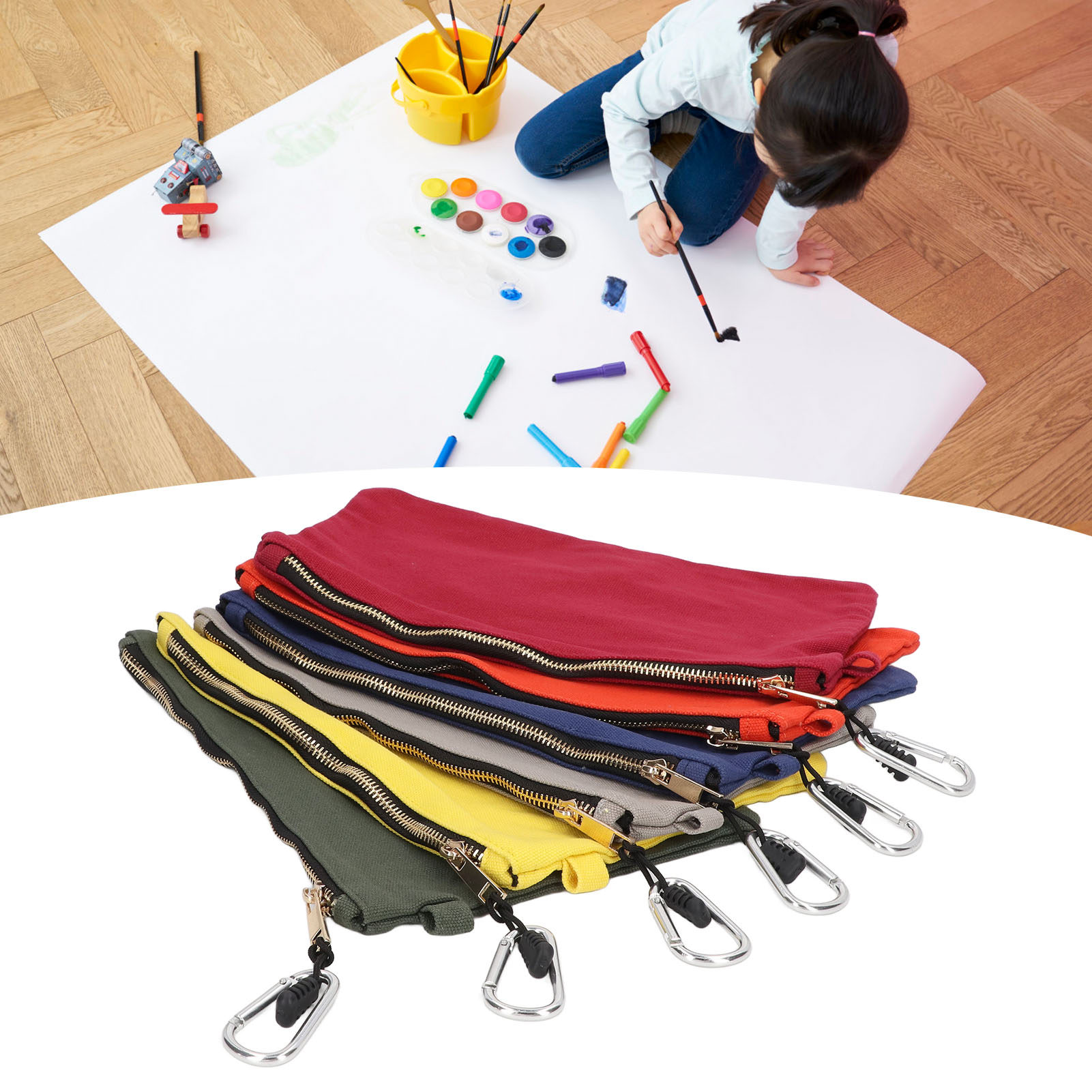 Multifunktionale Werkzeugtasche Aus Dickem Canvas Mit Metallreißverschluss (6er-set).