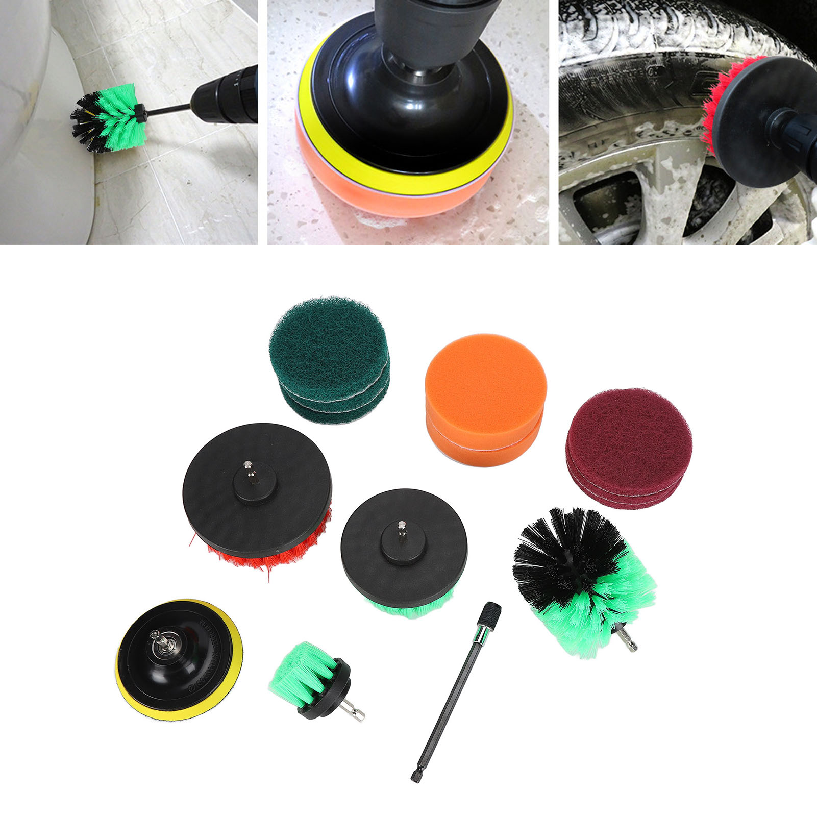 Set Mit 14 Sechseckigen Nylonbürstenköpfen Für Elektrische Bohrmaschinen, Entwickelt Zur Reinigung Und Pflege Von Keramik-autoscheiben.