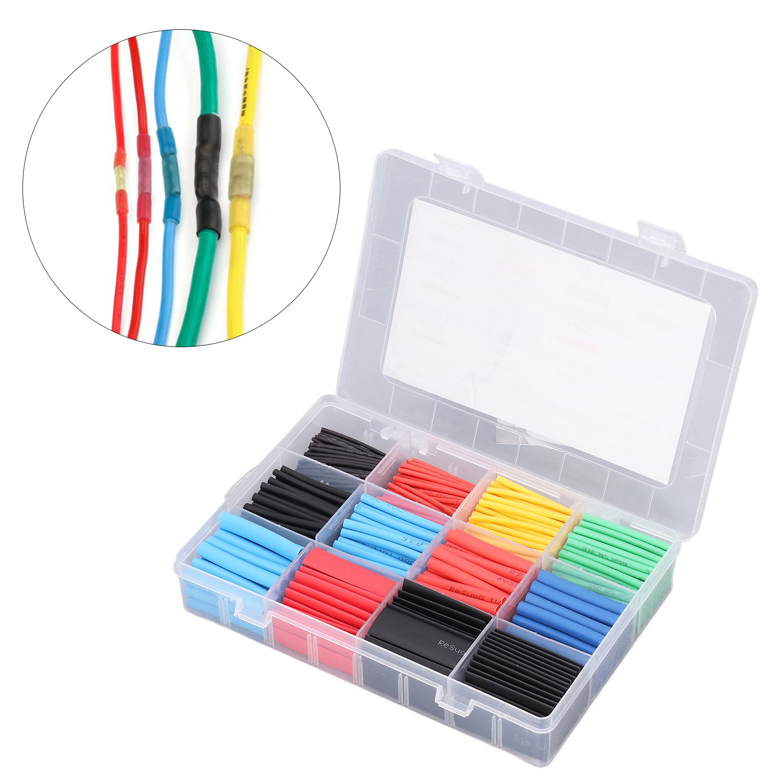 Set Mit 560 Schrumpfschläuchen, Isolierschläuchen Für Kabel, 5 Farben, 12 Größen, Schrumpfverhältnis 2:1.