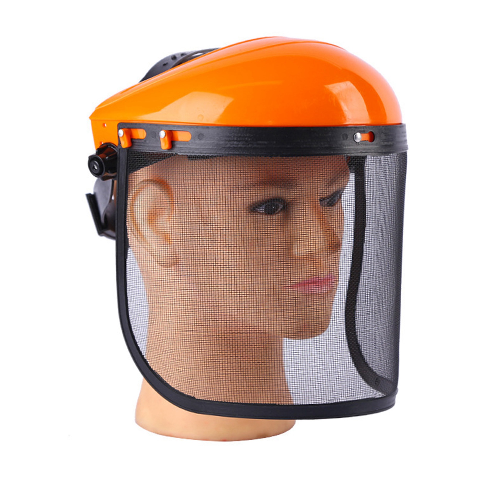 Stirnband Aus Drahtgeflecht, Gesichtsmaske, Schutzausrüstung Für Gartenarbeit Und Rasenmähen, Spritzschutzhelm, Schutzvisier, Orangefarbenes Oberteil