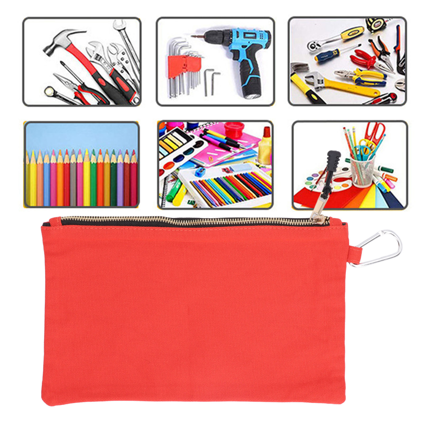 Multifunktionale Werkzeugtasche Aus Dickem Canvas Mit Metallreißverschluss, Orange