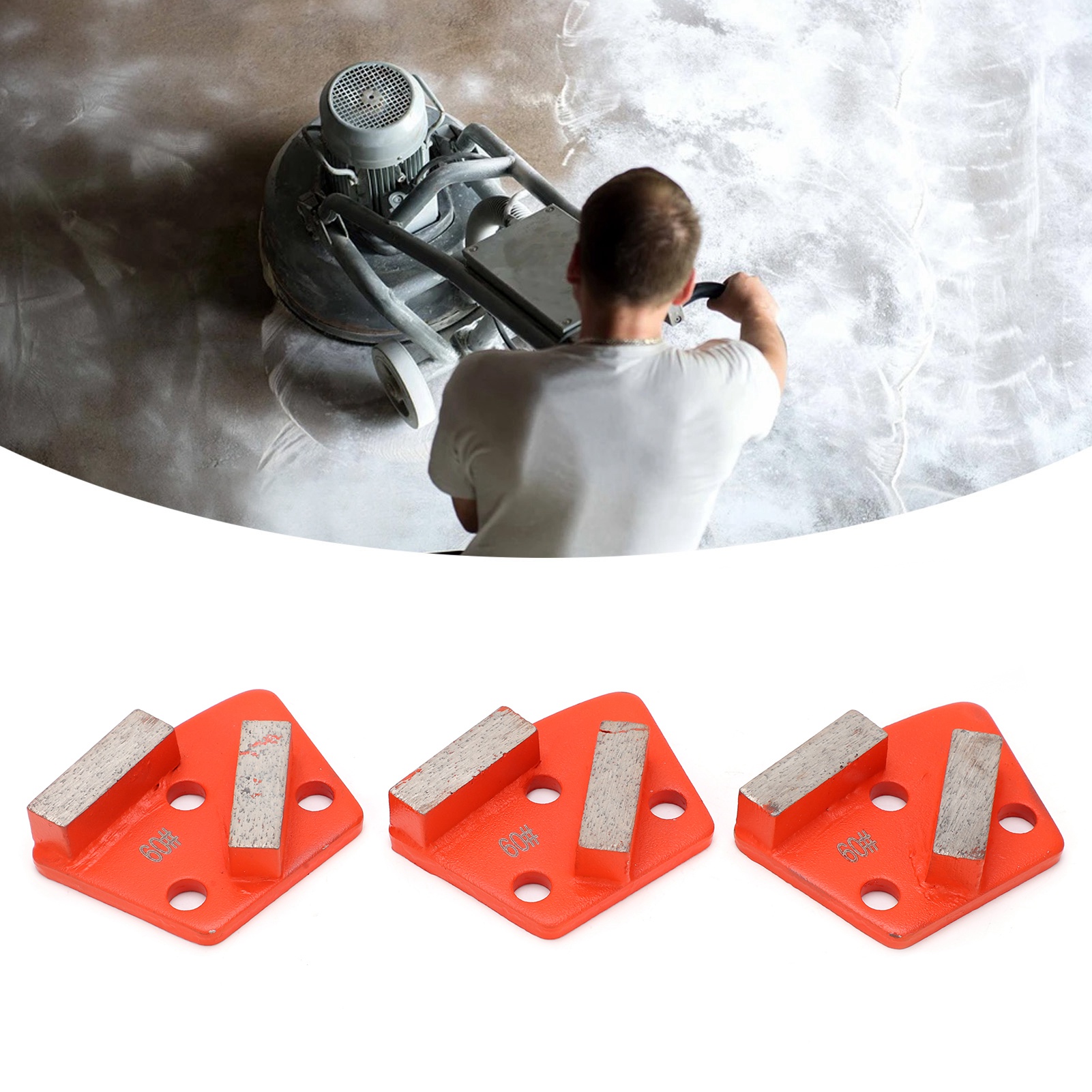 Diamantschleifblöcke, Schleifscheiben Für Beton Und Zement, Fächerförmig, 2 Zähne, Lange Bandzähne, Orangerot, 60