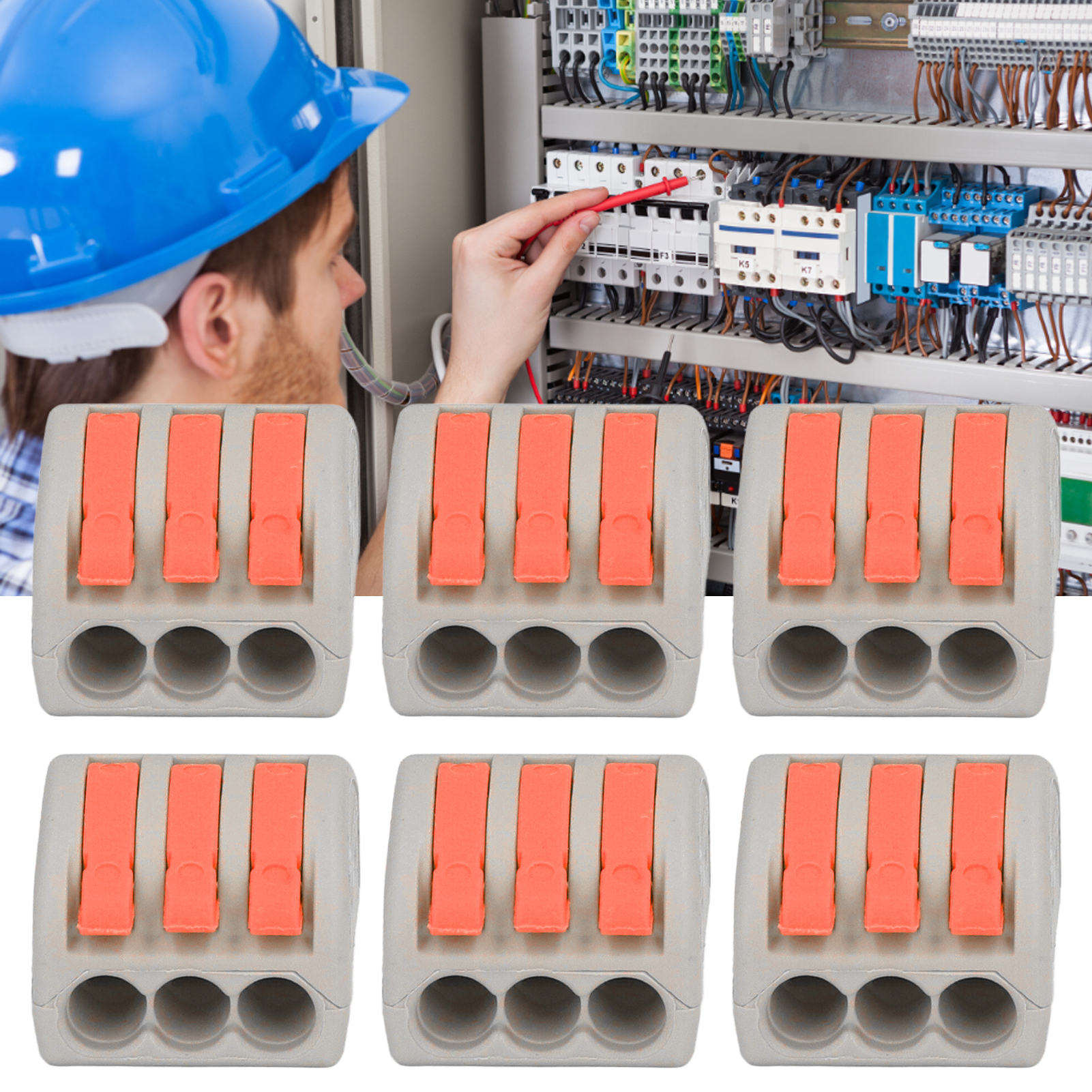 Pct-213 Kabelstecker, Kompakter 3-port-einziehstecker, Steckverbinder, Orange. Erhältlich In 50er-packungen.