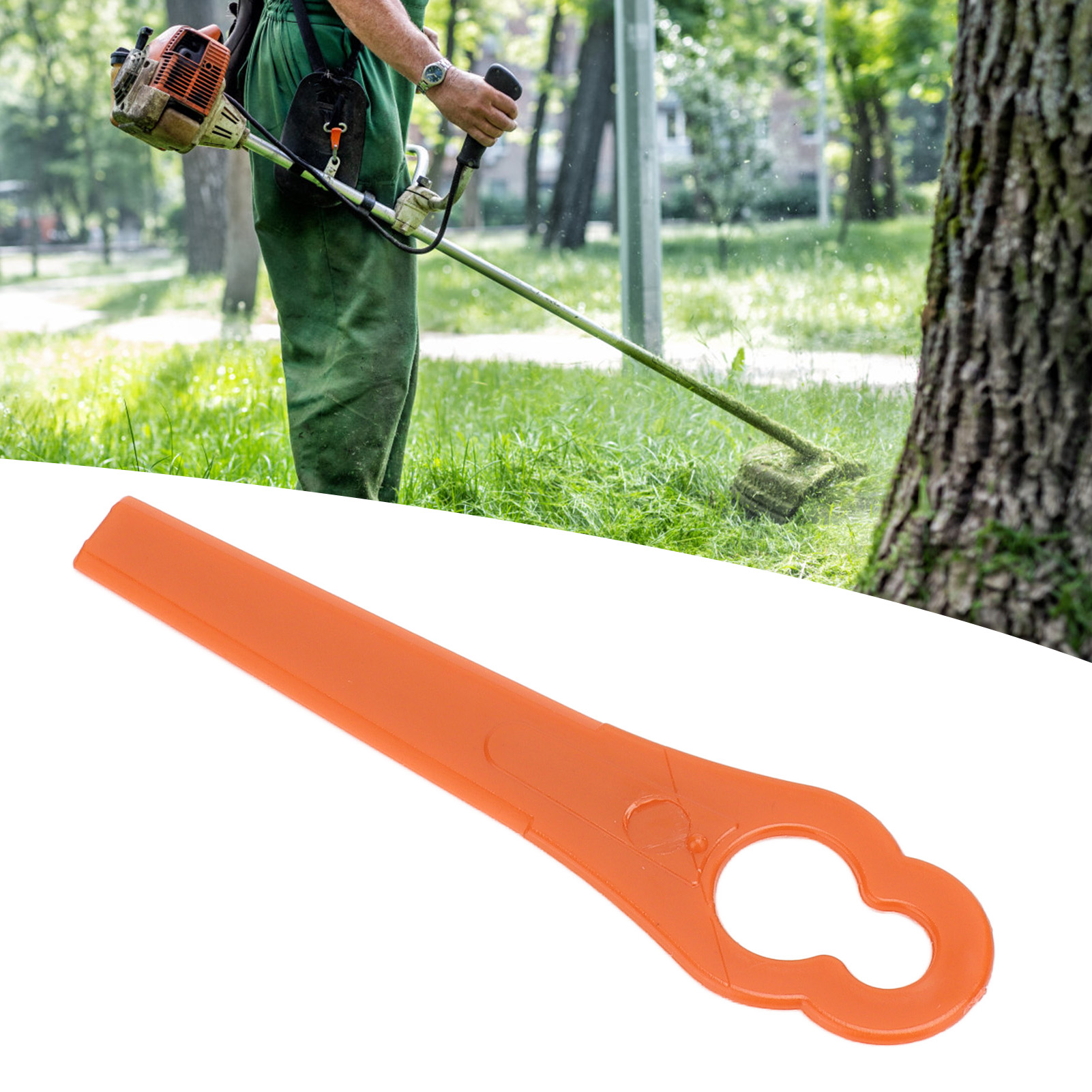 Orangefarbenes Rasenmähermesser Aus Kunststoff, Länge L80 Mm, Öffnung 11×7 Mm.
