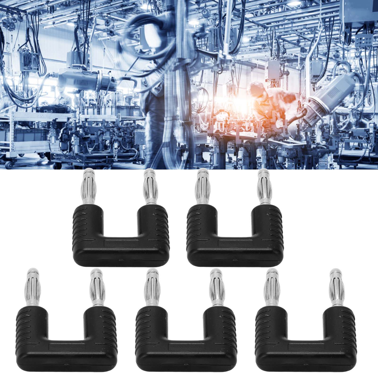 J.20004 Kurzschlussstecker 4 Mm, Abstand 19 Mm, Paralleler Bananenstecker Aus Reinem Kupfer 4 Mm, Vernickeltes Kupfer, Verkauft In 5er-packungen, Schwarz.