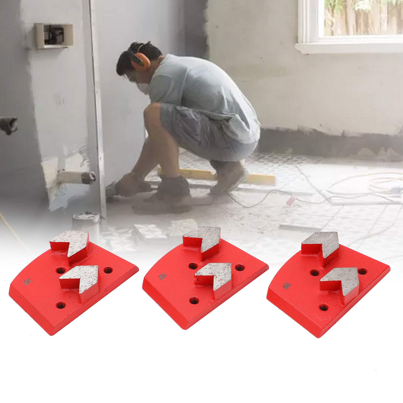 Diamantschleifblöcke, Schleifscheiben Für Beton Und Zement, Schnellverschluss, 2 Zähne, Rot, 30