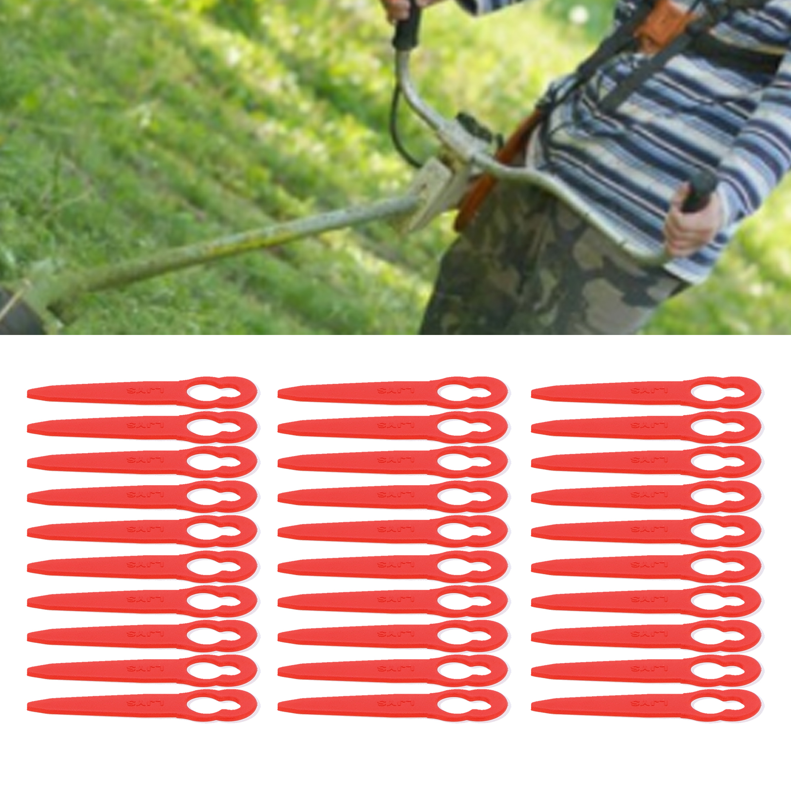 100 Teile Roter Kunststoff-rasenmäher, Trimmer, Kunststoff-schneidklinge, Schlüsselförmige Wasserflasche, Stihl Polycut