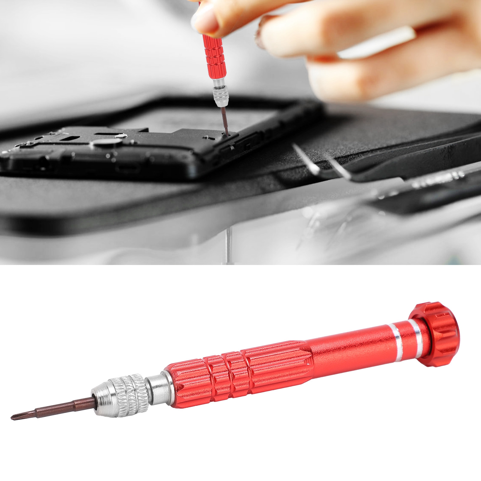 5-in-1 Handy-demontage- Und Reparaturwerkzeugset Aus Aluminiumlegierung Mit Schraubendreher (rot)