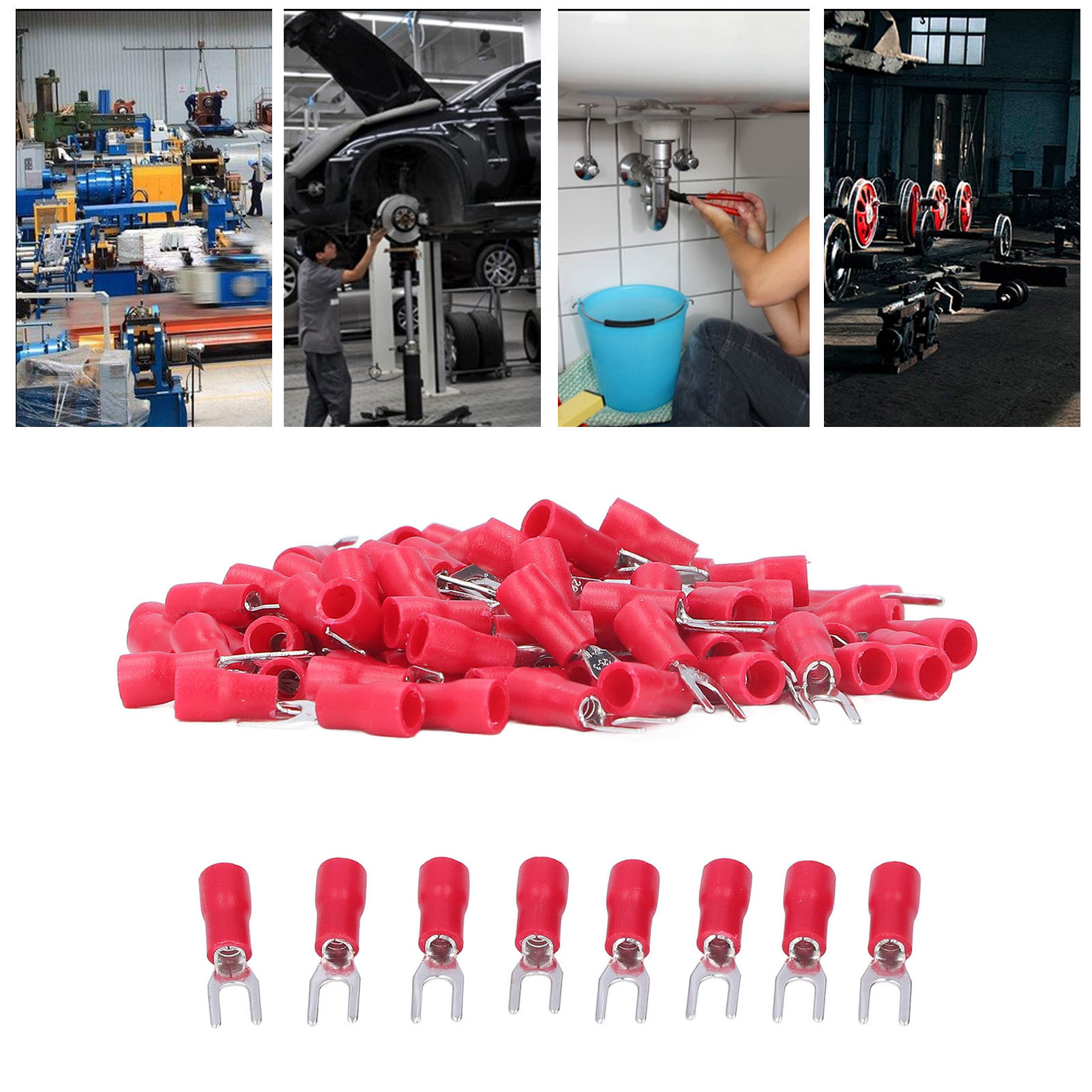 100 Stück Zu Verkaufen: Sv1.25-3 Rot Isolierter U-förmiger Abzweigverbinder, Crimp-kabelschuh Für Kabel Von 22-16 Awg