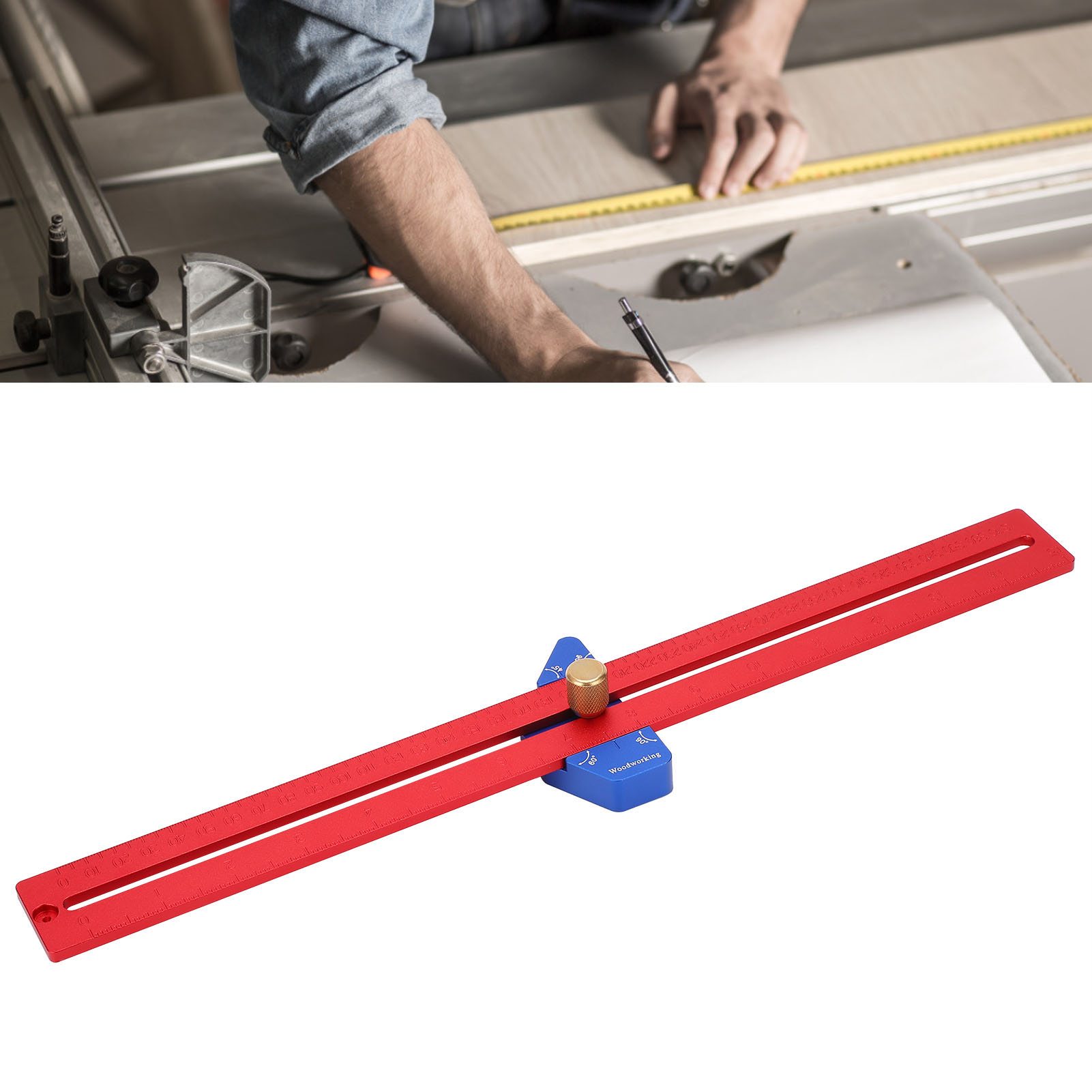 Anreißlineal Für Holzbearbeitung, T-lineal Aus Aluminiumlegierung, Lochanreißlineal, Winkelanreißwerkzeug Für Die Holzbearbeitung Mit 370° Winkelanreißlineal Aus Aluminiumlegierung