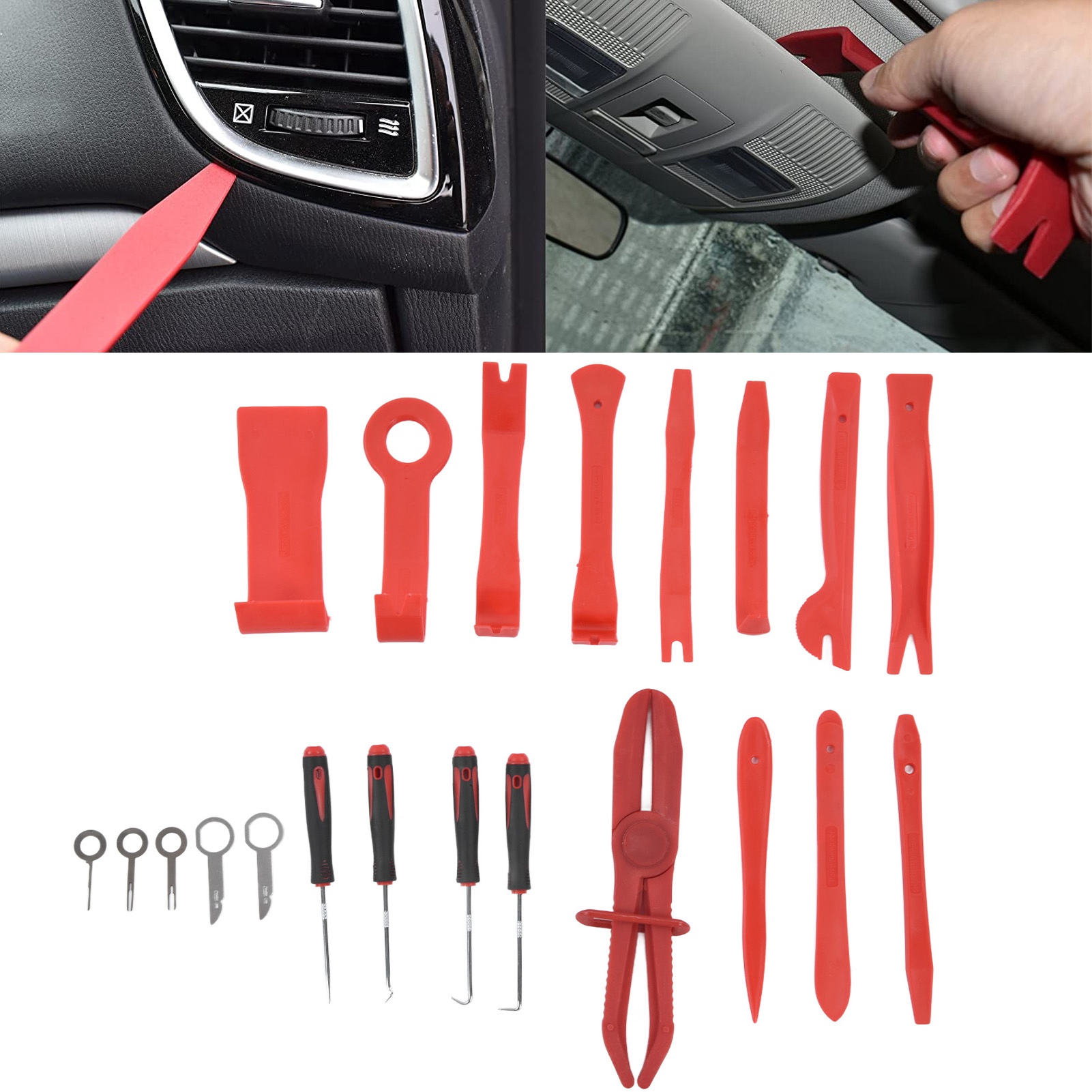 21-teiliges Kfz-audio-reparaturset Aus Kunststoff Mit Hebel Und Schraubendreher (rot)