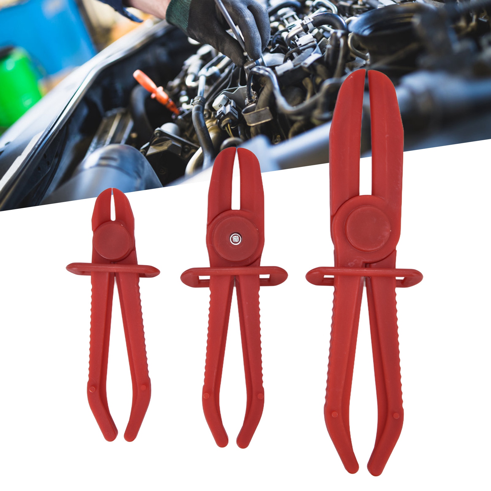 Set Mit 3 Flexiblen Nylon-schlauchschellen Für Brems-, Kraftstoff- Und Wasserschläuche, Inklusive Werkzeug.