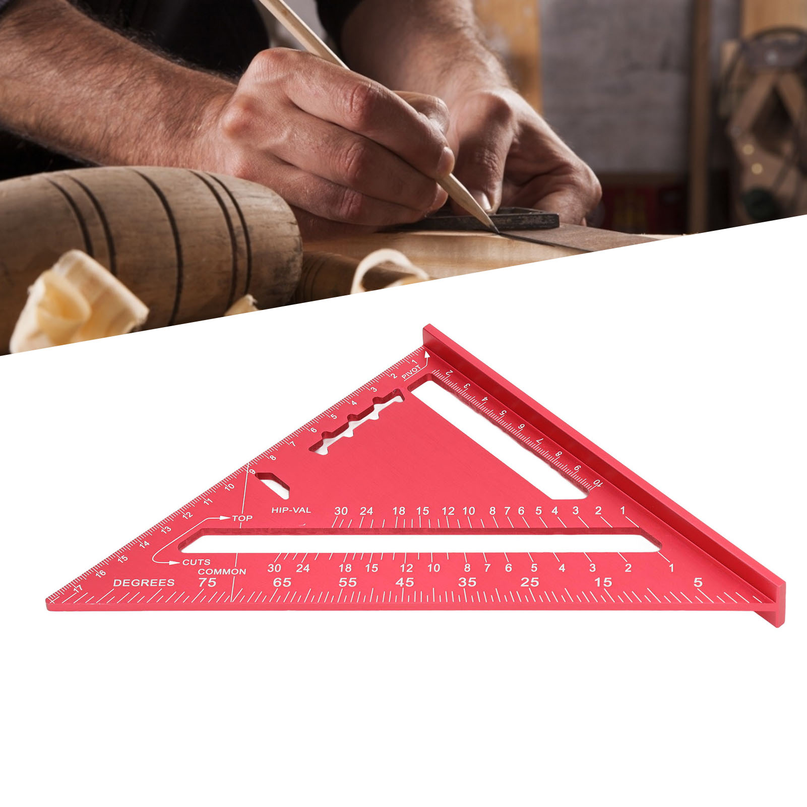 7-zoll-90°-dreiecklineal Aus Aluminiumlegierung Für Holzbearbeitung (rot)