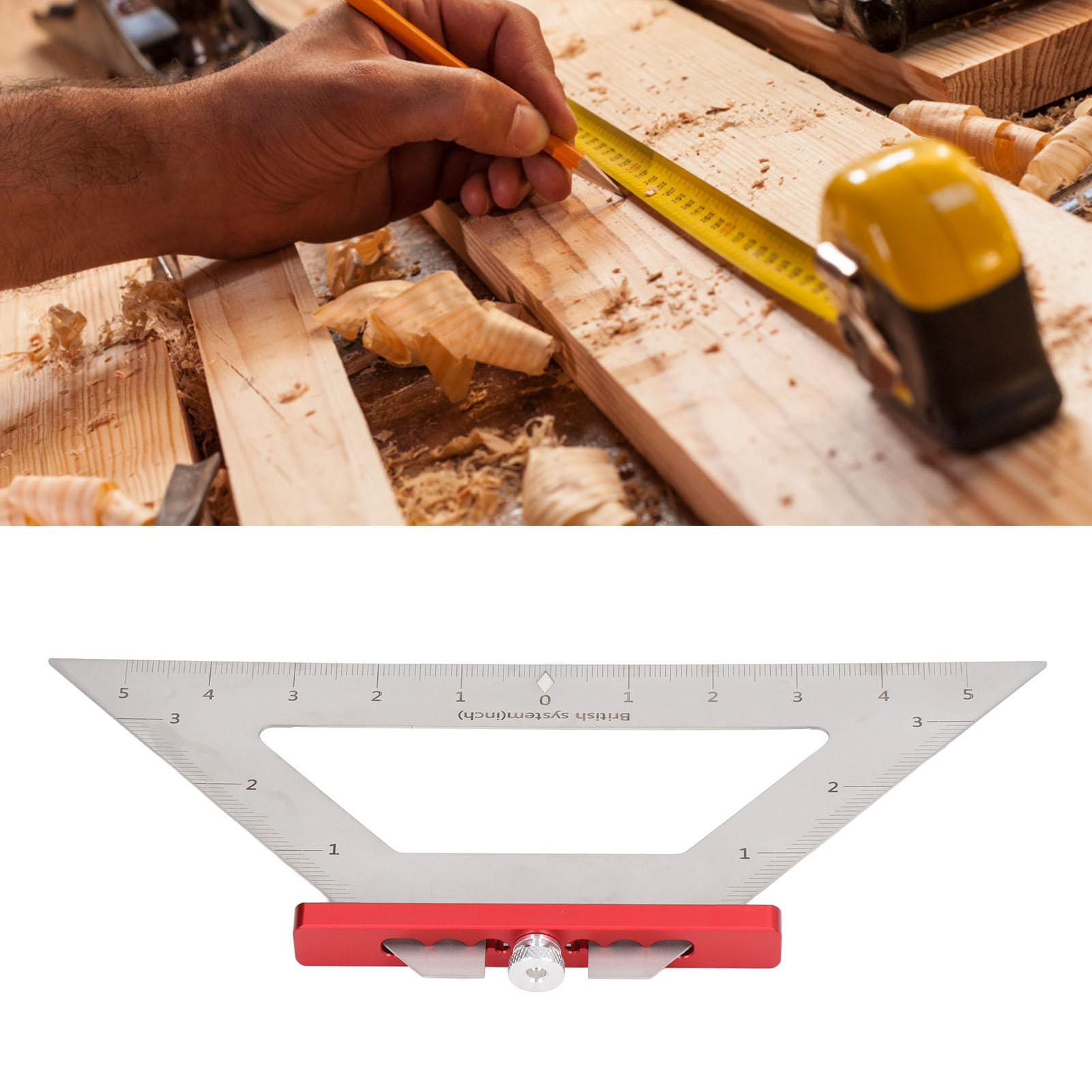 140 Mm Dreieckiger Markierungslineal Aus Edelstahl Für Die Holzbearbeitung (rot)