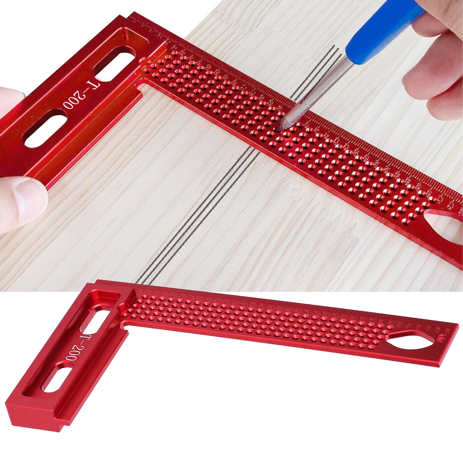 Multifunktionaler Winkelmesser Für Die Holzbearbeitung, Aus 7075 Aluminiumlegierung, Mit Markierungen Und L-form.