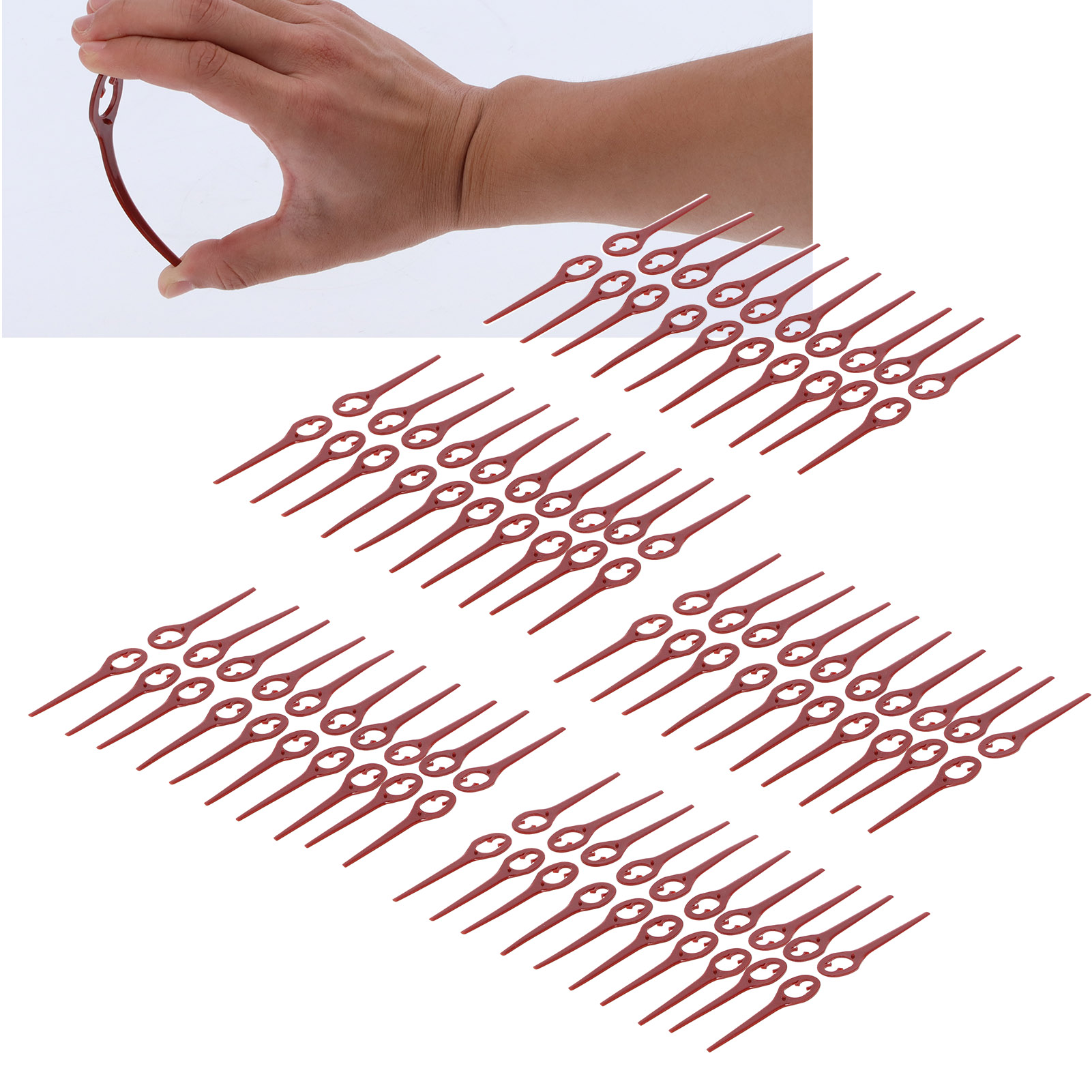100 Weinrote Kunststoffmesser (90 Mm) Für Rasenmäher In Form Einer Kalebasse.