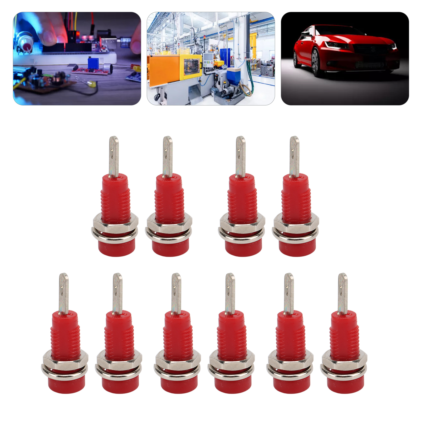 J.40003 2 Mm Bananenstecker Mit Innenliegender Federklemme, 2 Mm Einbaustecker, Verkauft In 10er-packungen, Rot.