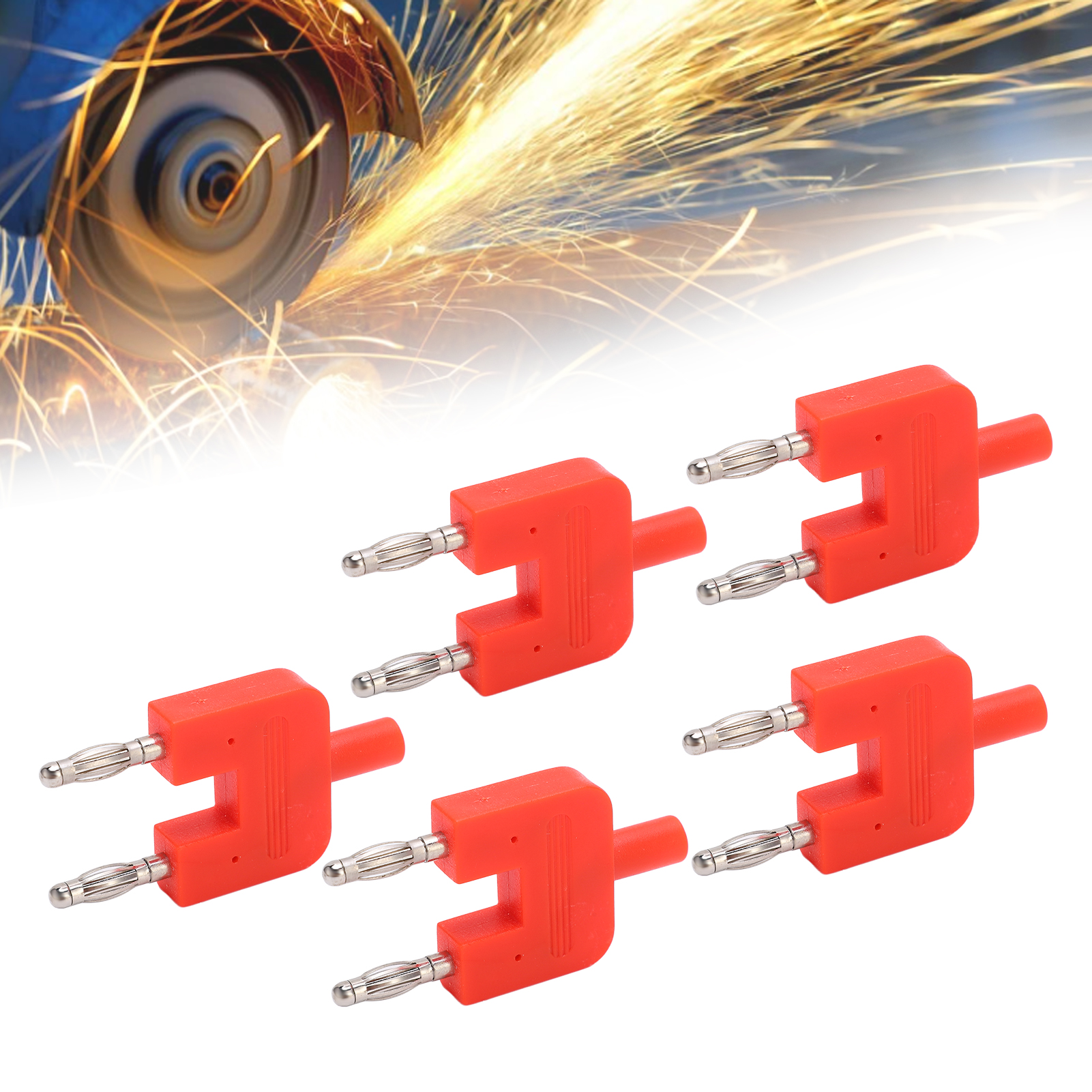 J.20007 Doppelreihig, Eine Weibliche Und Zwei Männliche Kontakte, 19 Mm Rastermaß, 4 Mm Reinkupfer-kurzschlussstecker, 5 Stück Pro Reihe, Rot.