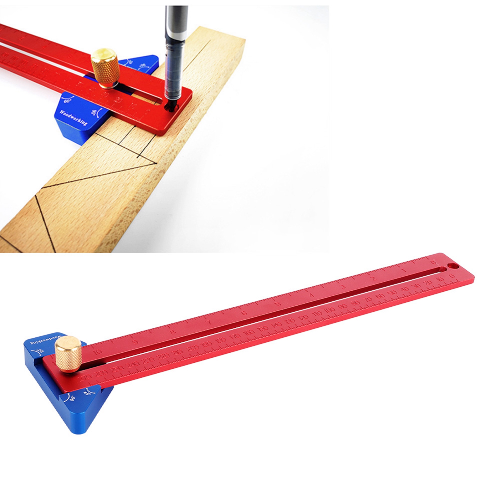 270°-winkel Aus Aluminiumlegierung, Anreißlineal Für Holzbearbeitung, T-lineal Aus Aluminiumlegierung, Lochmarkierungslineal, Winkelmarkierungswerkzeug Für Die Holzbearbeitung