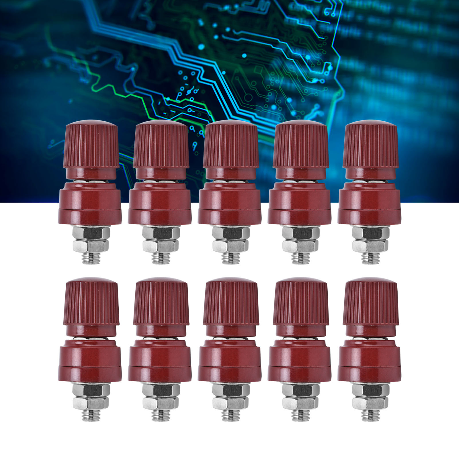 333 Nickelbeschichteter Kupfer-erdungsklemmenblock Für Wechselrichter, M6 Schraube 32 Mm, 44 Mm Lang, 0 V-380 V, Rot.