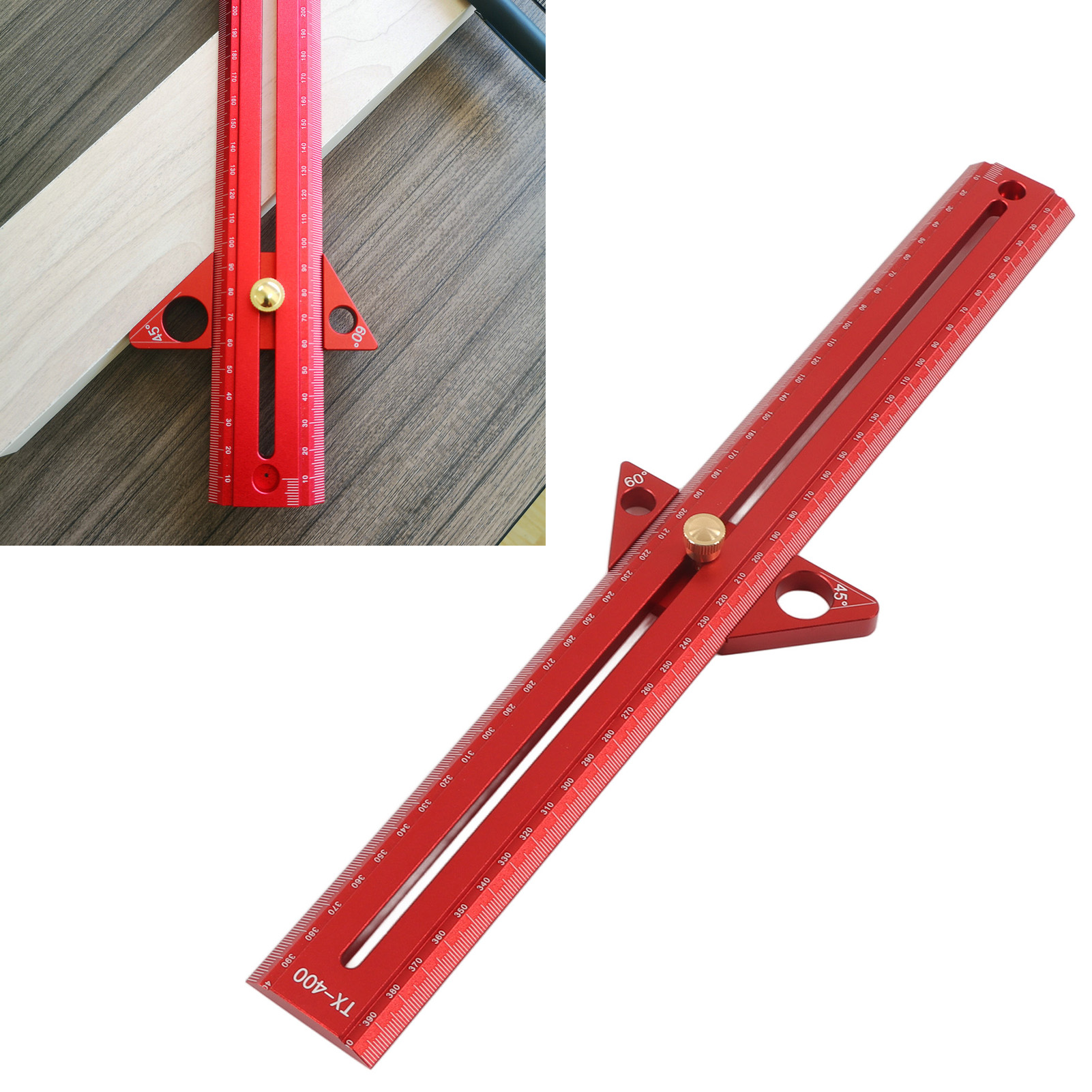 Multifunktionales Lineal Aus Aluminiumlegierung Für Holzarbeiten, 40 Cm