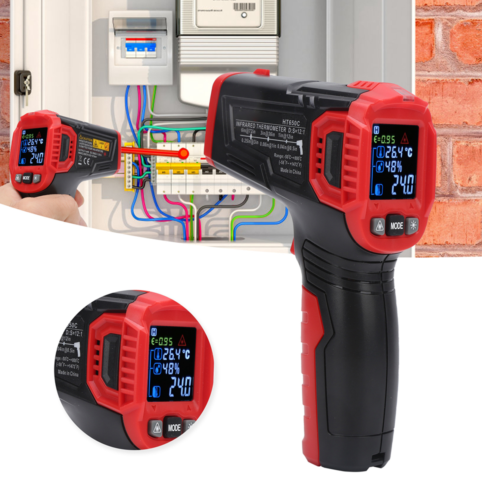 Ht650c Industrielles Infrarot-thermometer -50℃800℃, Hochpräzisionsthermometer Für Wasser Und Öl, Tragbares Heißluftgebläse Zum Kochen Und Backen.