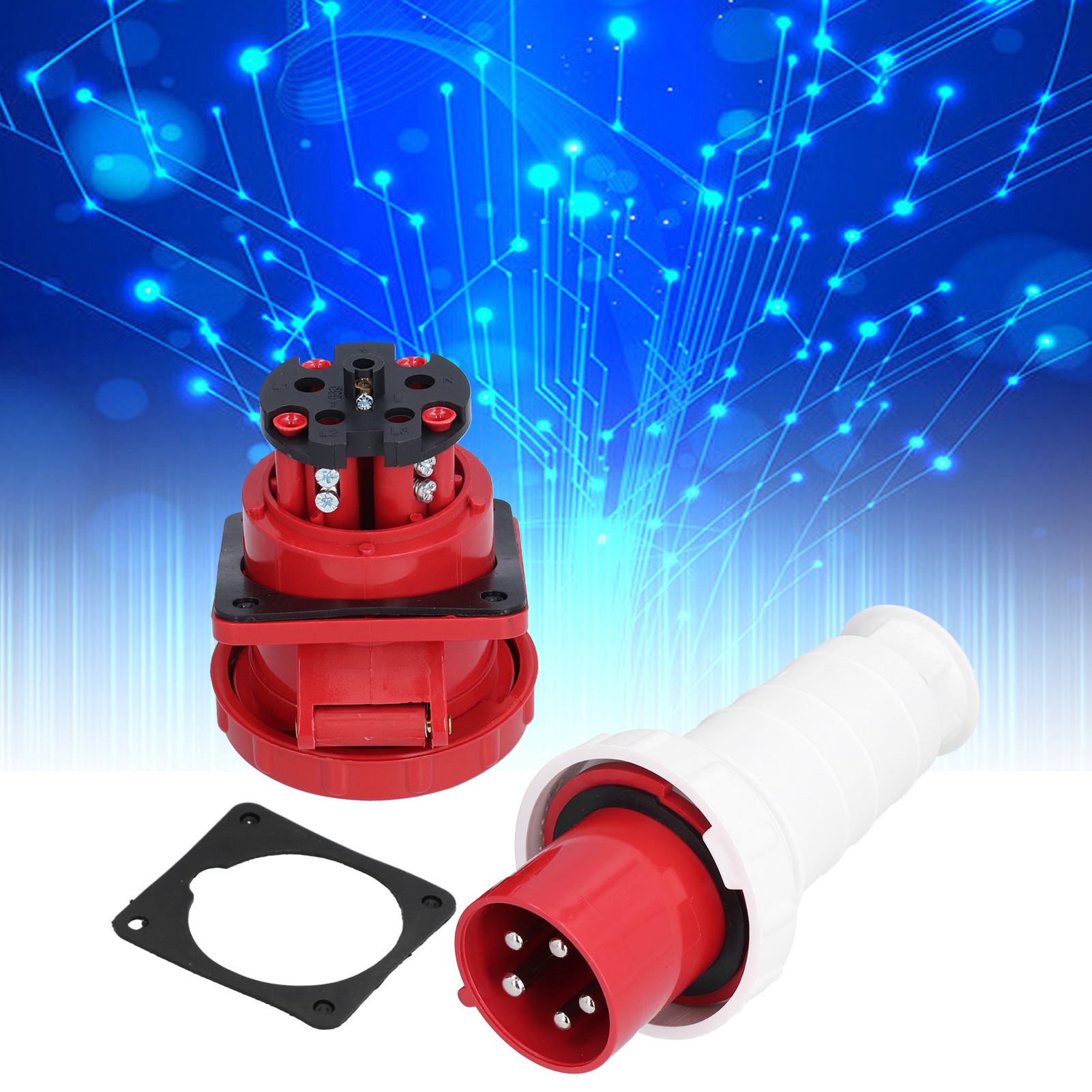 Industrieller, Versenkter, Wasserdichter Stecker Und Steckdose, Dreiphasig, 5-polig, 380–415 V, 63 A, 3p+n+e, Ip67