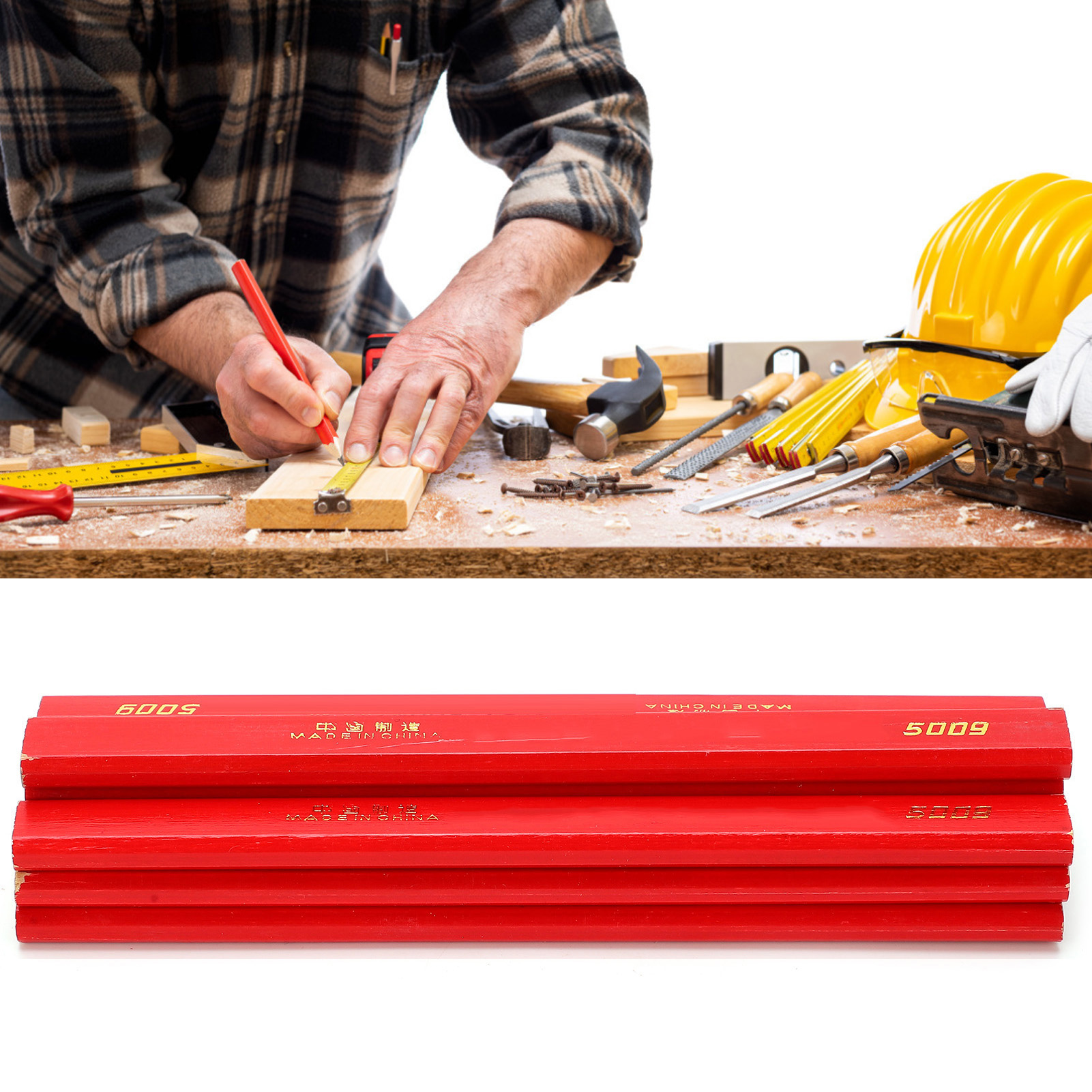 10 Achteckige Holzstifte Mit Roter Mine