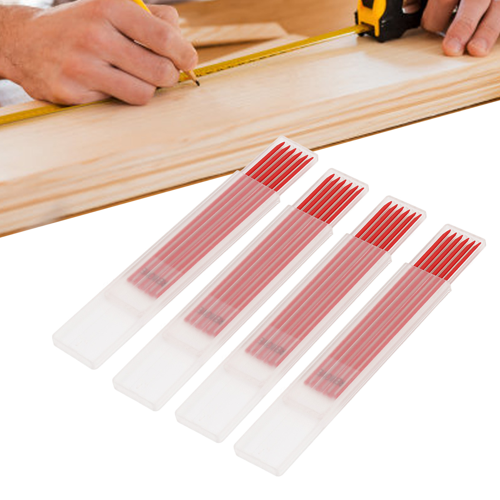 Packung Mit 24 Bleistiften, Hb 2,8 Mm Mine, Geeignet Für Tischlerarbeiten, Forschung, Langlebige Mine, Kompatibel Mit Druckbleistiften, Für Holzbearbeitung, Rot.