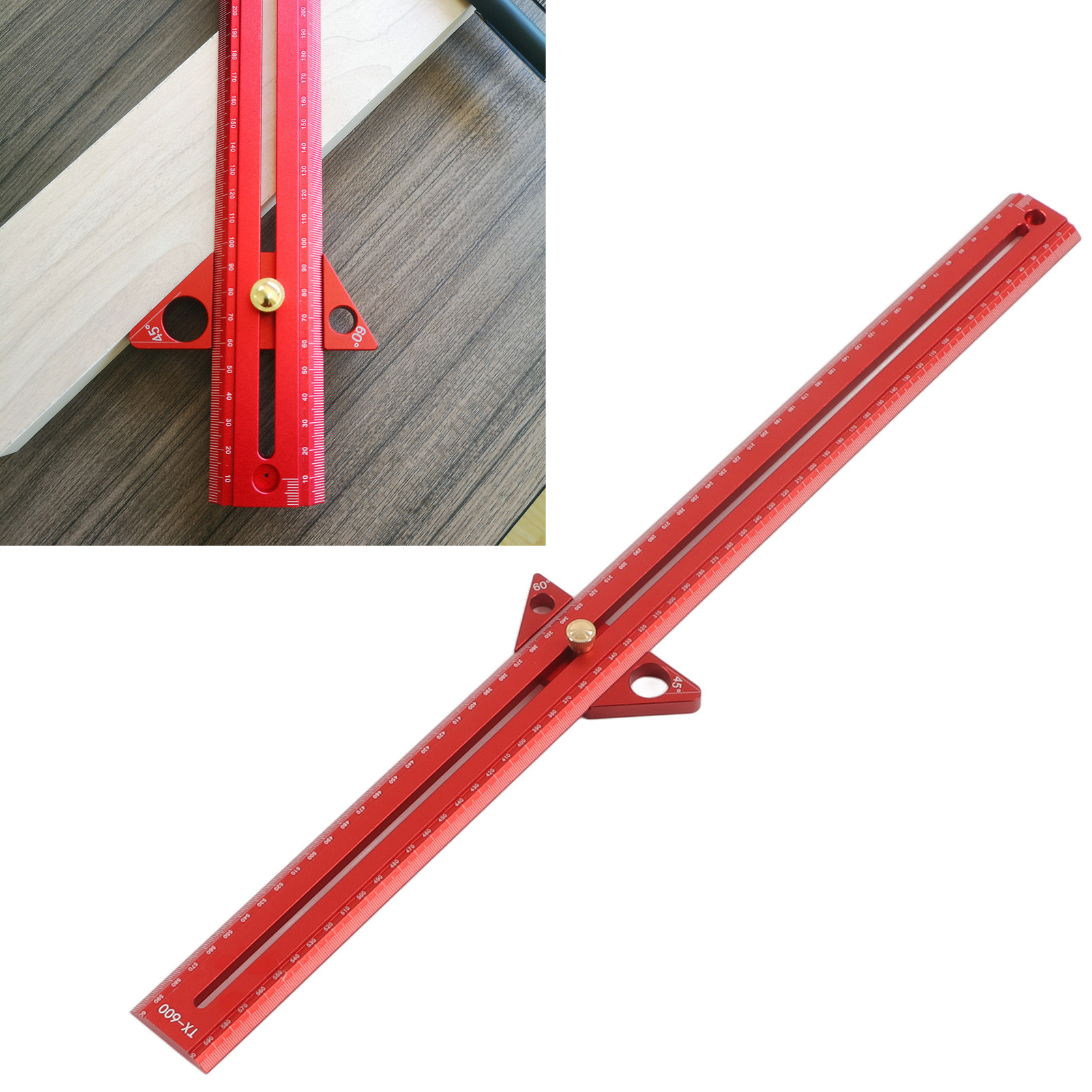 Multifunktionales Lineal Aus Aluminiumlegierung Für Die Holzbearbeitung (60 Cm)