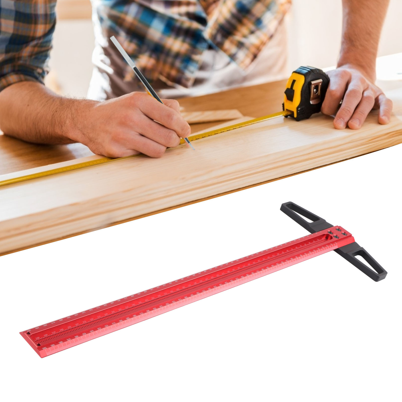 T-lineal Aus Aluminiumlegierung Der T-serie, Anreißlineal Für Holzbearbeitung, Lochlineal, T-winkel, Spezialglaslineal, Zeichen- Und Werbelineal, 500 Mm