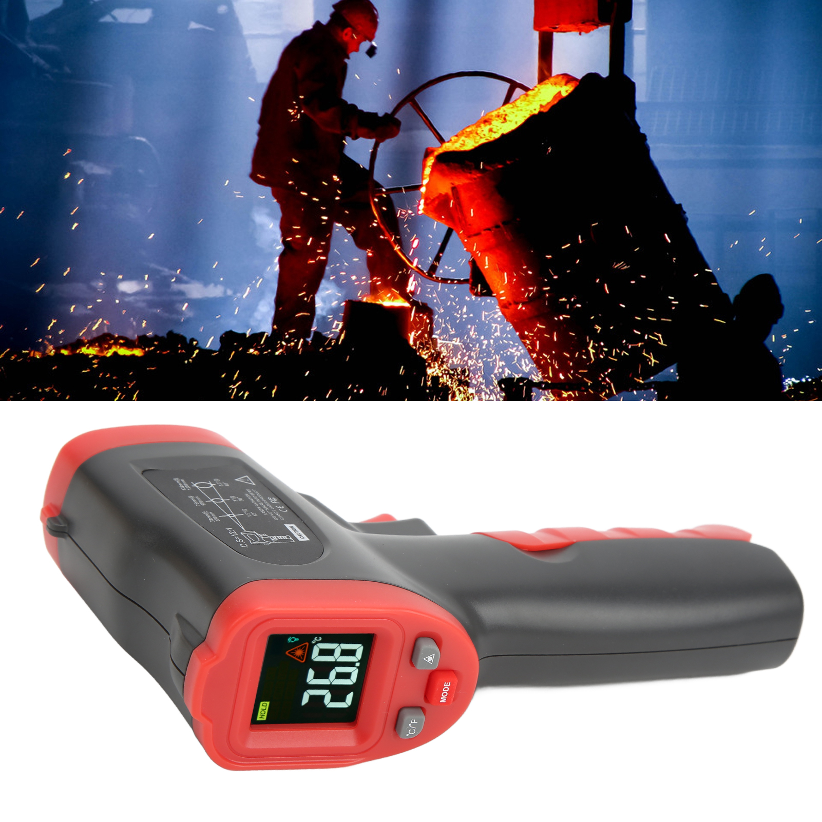 Infrarot-temperaturmessgerät, Infrarot-thermometer, Wärmebildpistole Mit Farbbildschirm, Elektronisches Küchenthermometer, Thermometer 327b