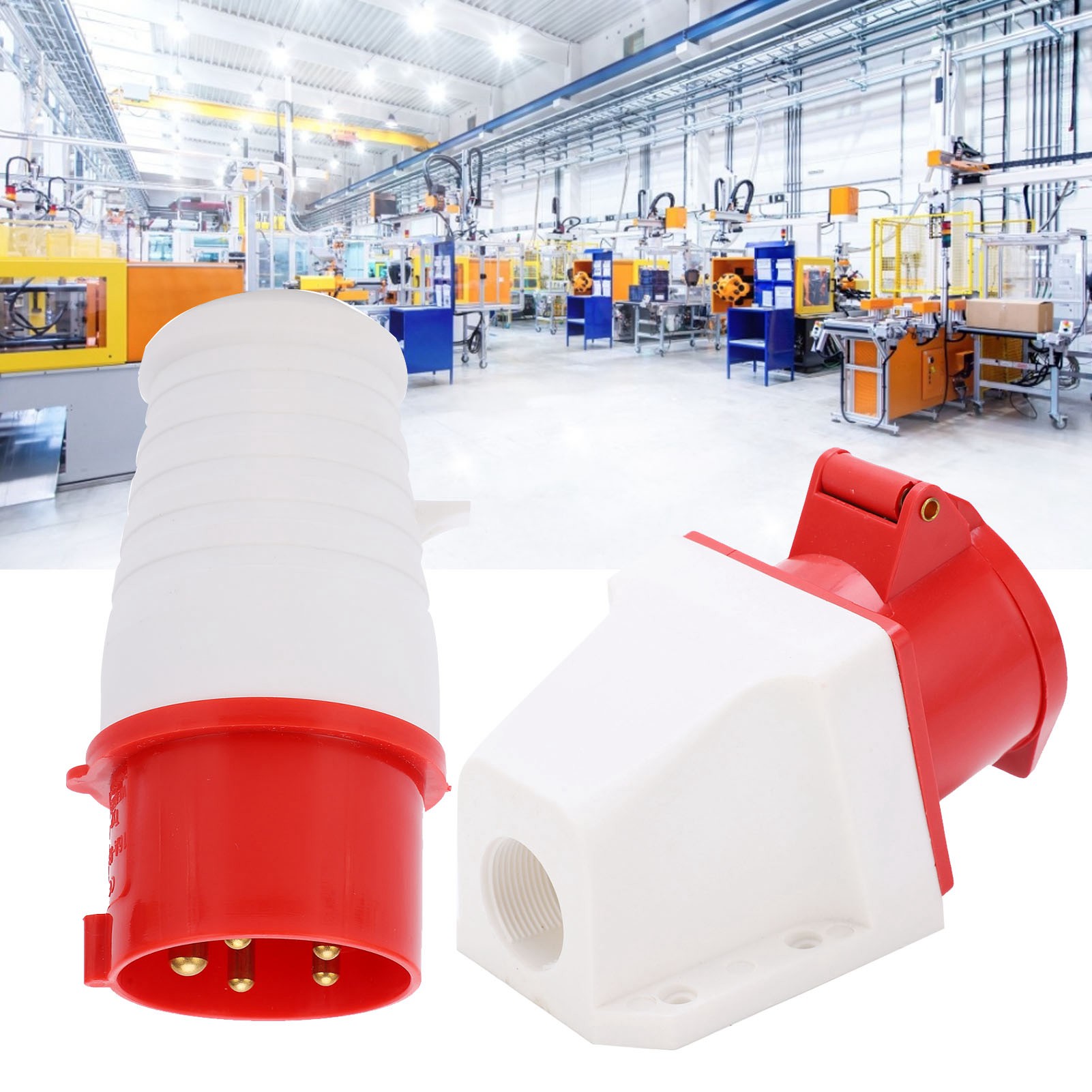 Satz Dreiphasiger Industriestecker Und -buchsen 220–380 V/240–415 V 16 A, Staubdicht, Explosionsgeschützt Und Wasserdicht, 5-polig, 16 A
