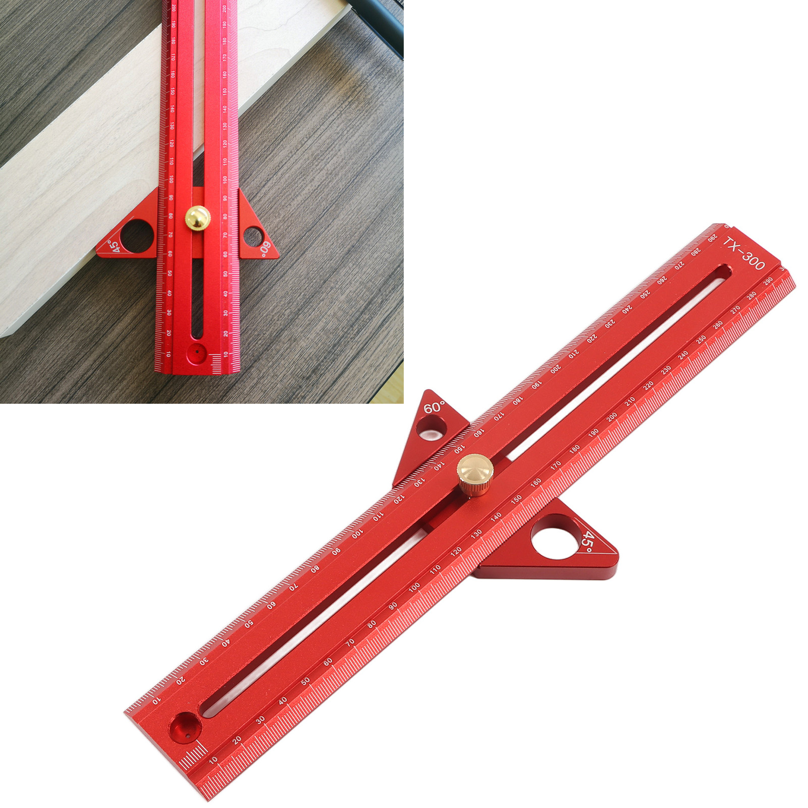 Multifunktionales Lineal Aus Aluminiumlegierung Für Die Holzbearbeitung (30 Cm)