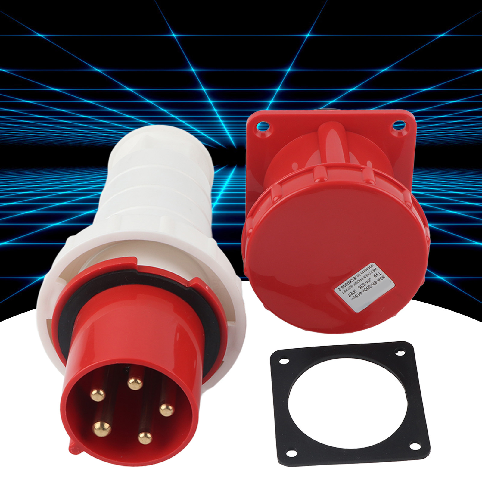 Industrielles Kabelkupplungsset Mit Industriellem Luftfahrtstecker + Verdecktem Stecker, Dreiphasigem Wasserdichtem Und Regenfestem Stecker Und Buchse, 380-415v 63a 3p+n+e 5-polig Ip67.