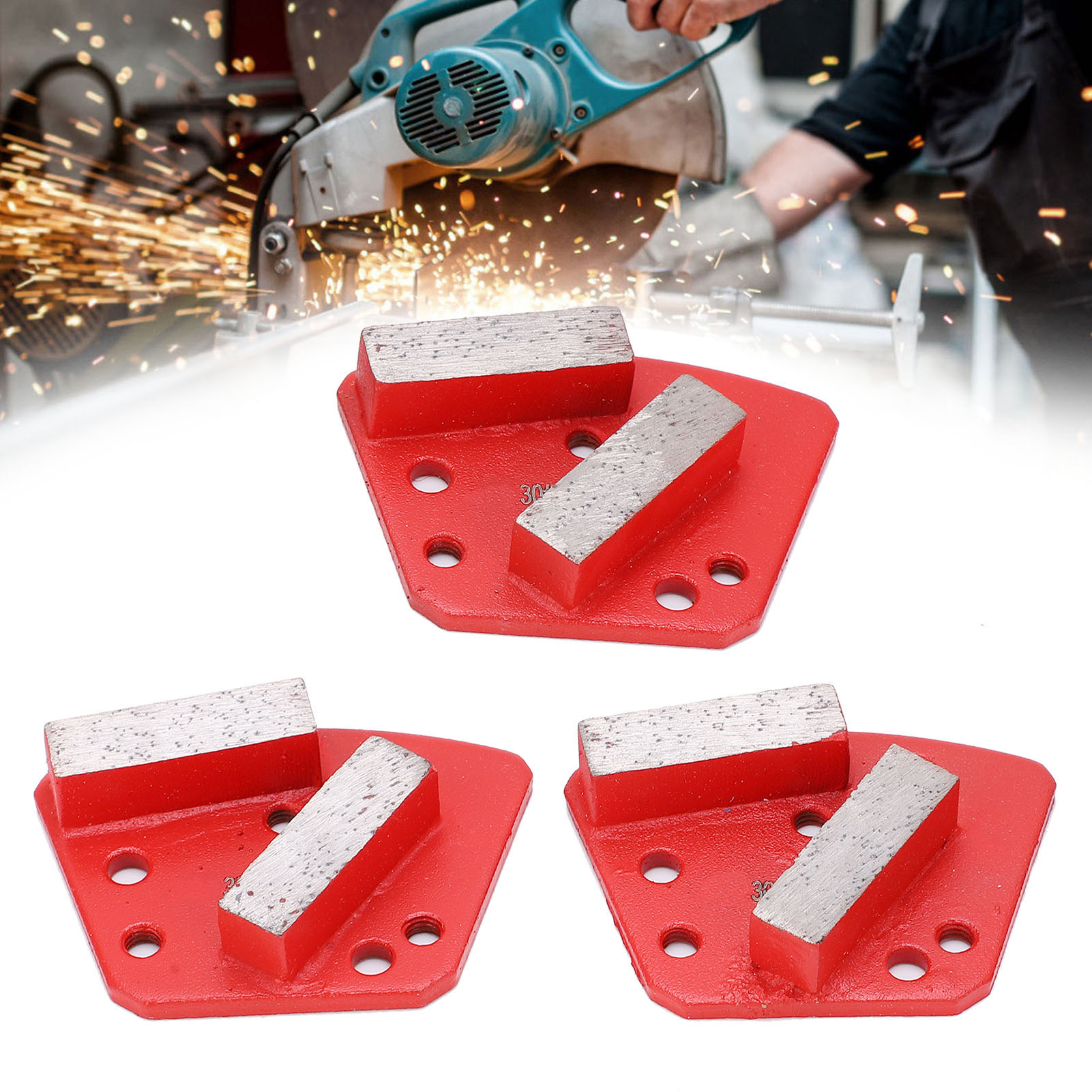 Diamantschleifblöcke, Schleifscheiben Für Zementbeton, Fächerförmig, 6 Löcher, Gerade Zähne, Rot Nr. 30.