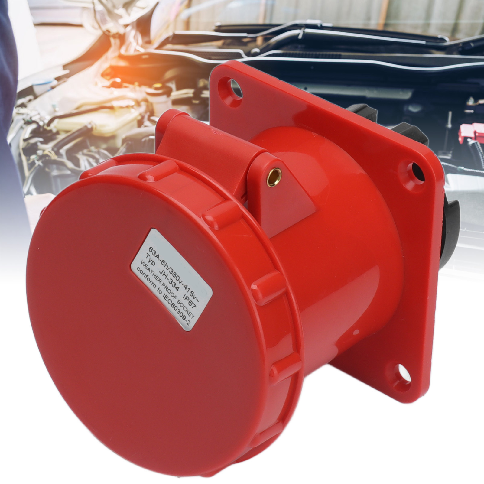 Industrielle Einbausteckdose Für Luftfahrtanwendungen, Dreiphasig, Wasserdicht Und Regendicht, Industriesteckeranschluss, 380 V–415 V 63 A 3p+e 4-polig Ip67