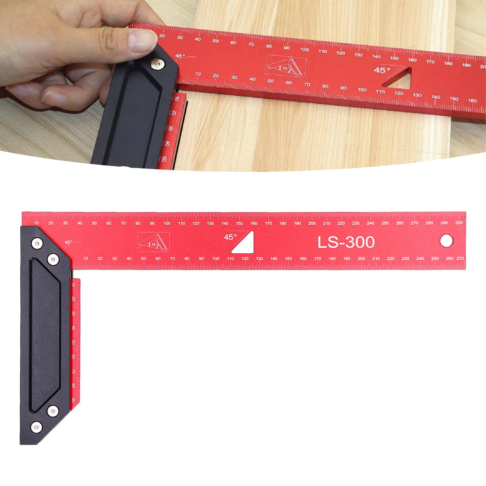 Präzisionswinkel Aus Aluminiumlegierung Für Die Holzbearbeitung, L-förmig, Doppelter 45°-winkel, 300 Mm
