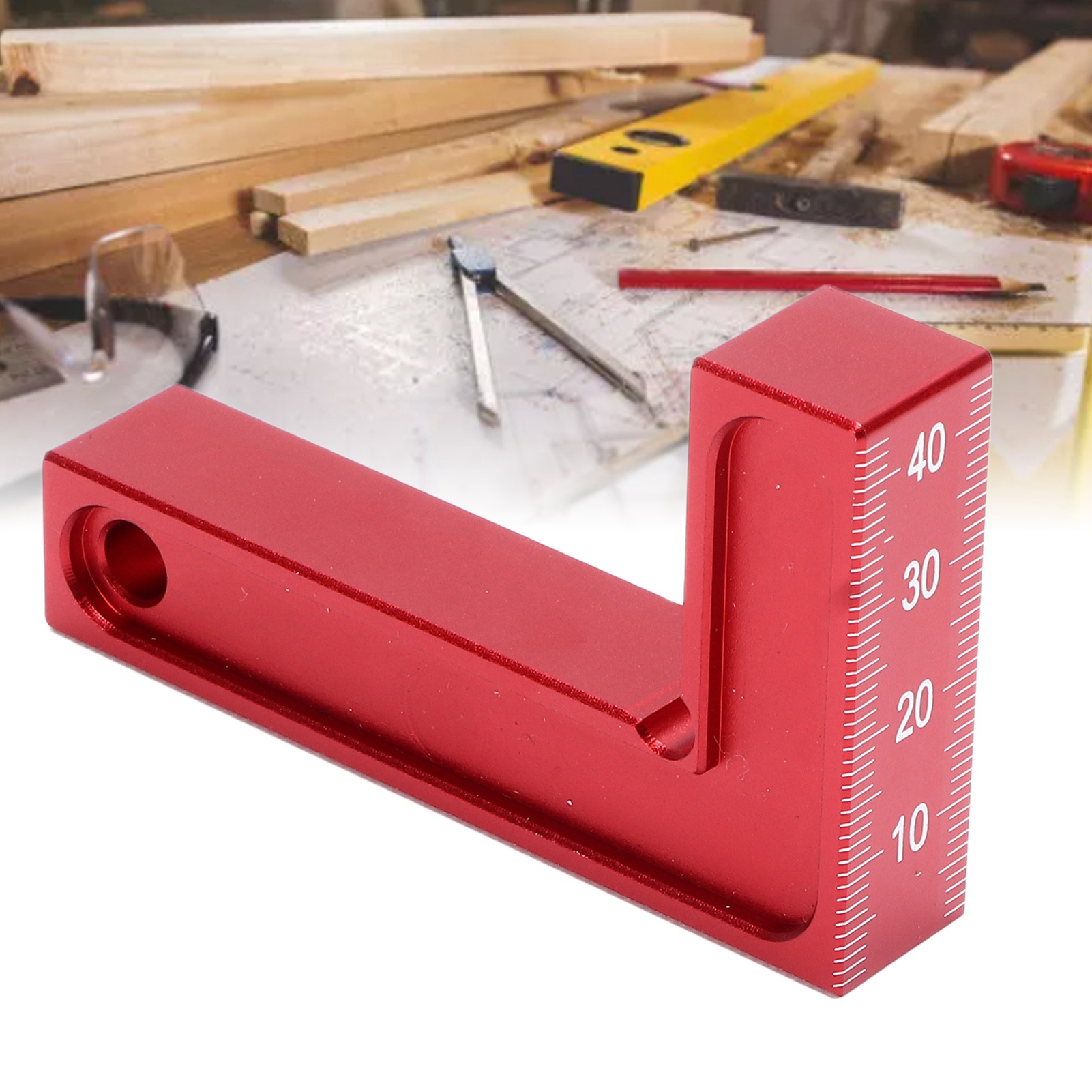 Kleines Rotes L-förmiges Graduierungslineal, Festes Markierungswerkzeug, Aus Aluminiumlegierung, Für Die Holzbearbeitung.