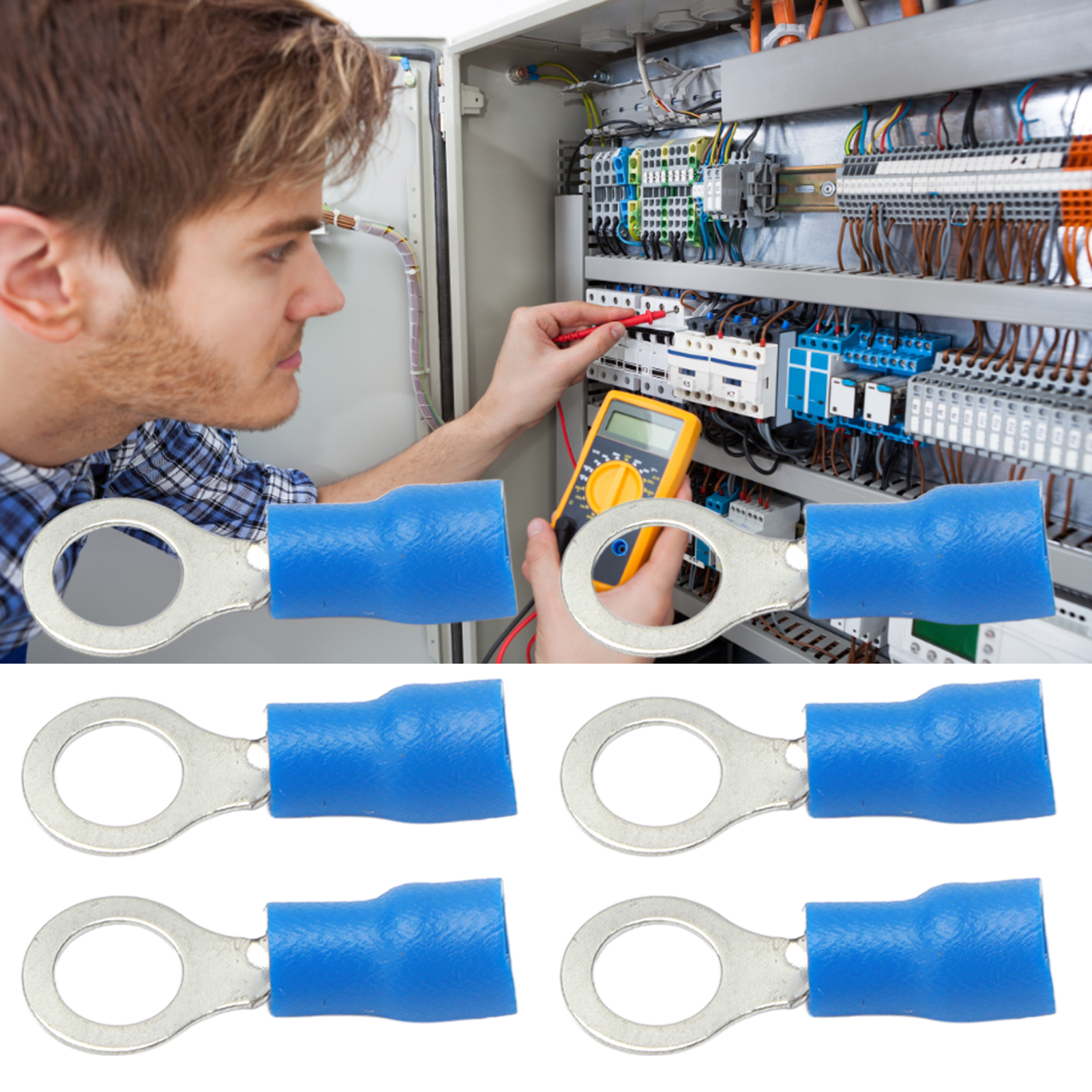 100-tonnen-crimpklemmen Aus Vorisoliertem Kupfer, Awg 22-16-drahtverbinder Rv1.25-5