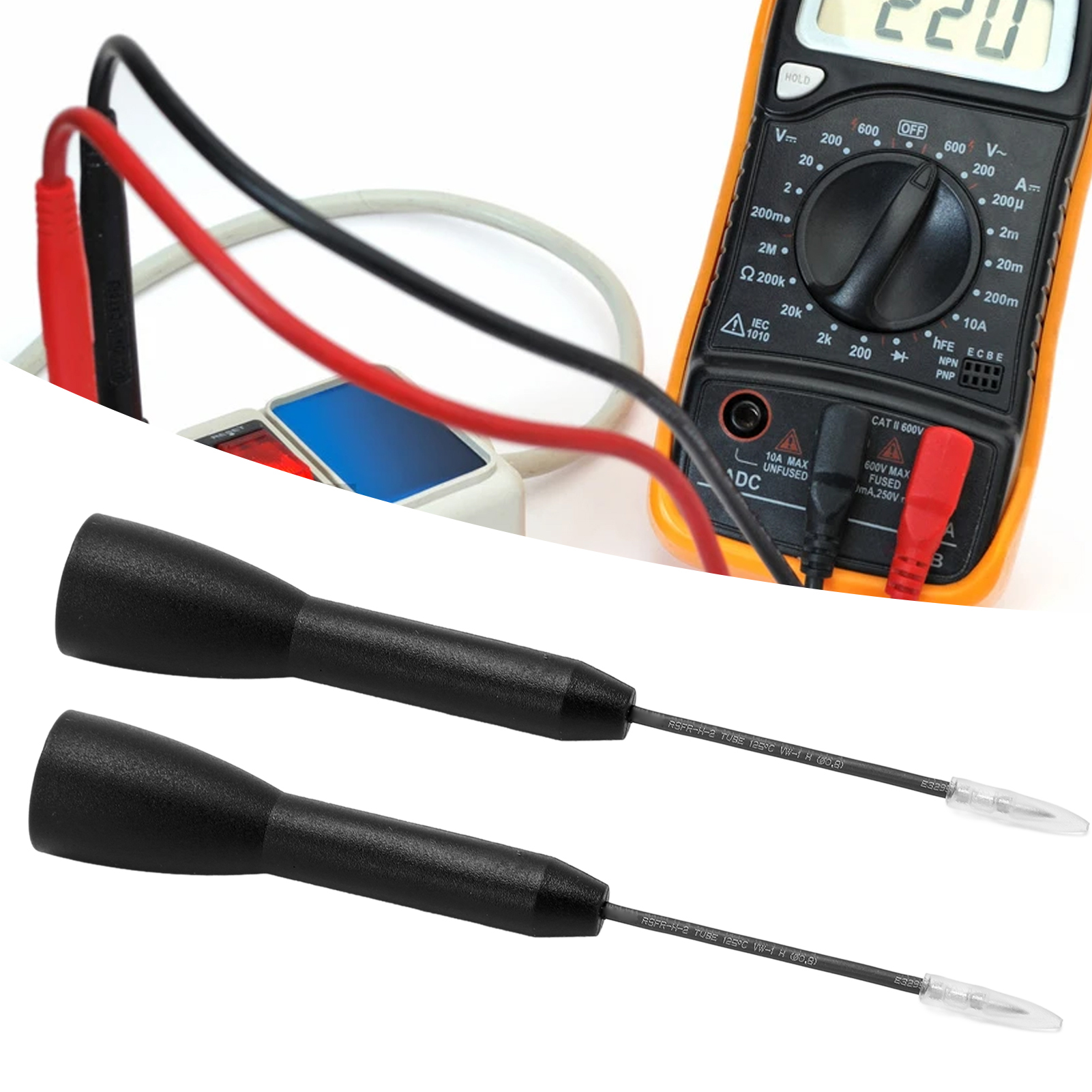 Drahtbruchprüfspitzenadapter J.30038, Wird An Multimeter-prüfspitzen Angeschlossen, Macht Einen Drahtbruchprüfer Überflüssig, 1 Mm Prüfnadel, Wird Im 2er-pack Verkauft (schwarz).
