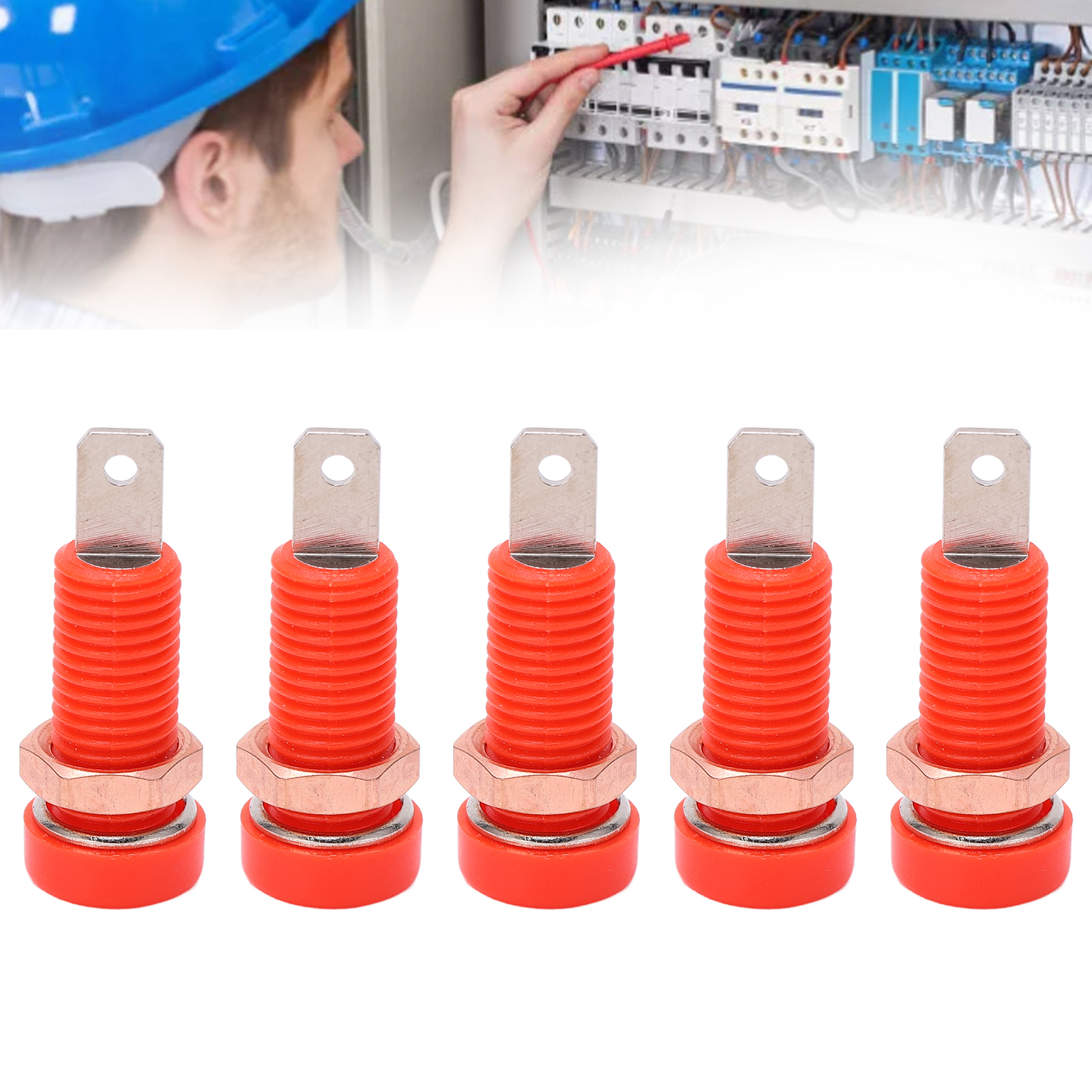 J.40015 4 Mm Panelstecker Mit 4 Mm Bananenstecker, Messinganschlüsse, 10 Stück Pro Packung, Rot.