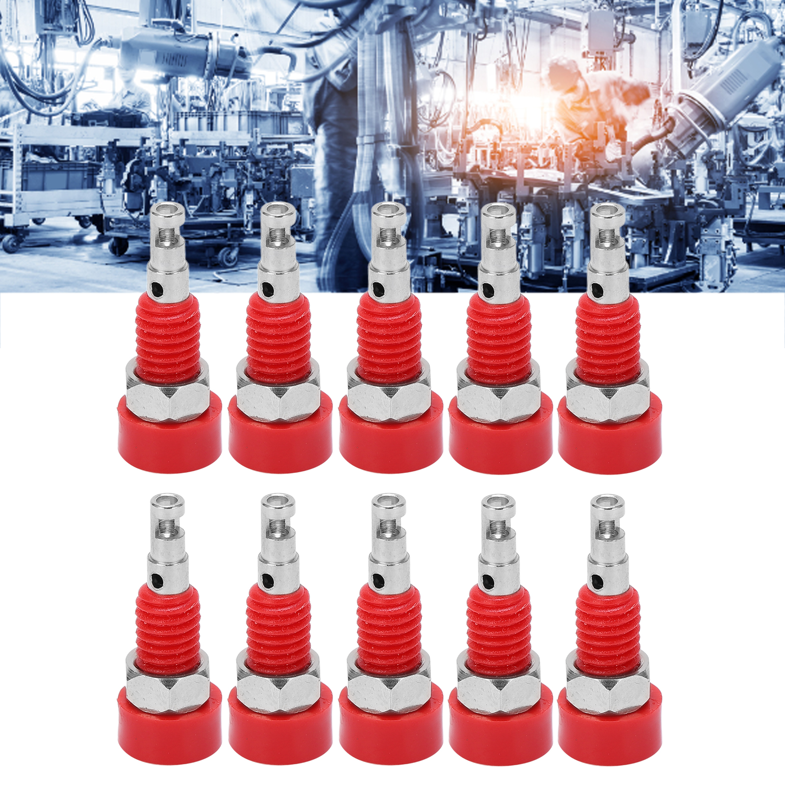 J.40002 Vergoldeter 2-mm-bananenstecker Aus Reinem Kupfer, Pfeifklemmenblock, Kleine Baugröße, 10er-packung, Rot